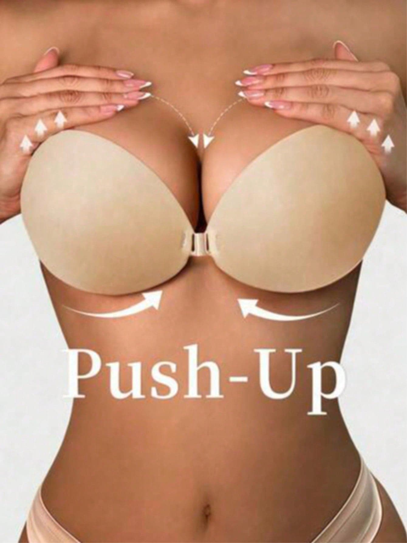 1pc Strapless Backless Push-Up Silicone Adhesive Bra Cups, Invisible Breast Enhancer Pads, Breathable Sticky Bra Pads, Invisible Elastic Band Strapless Push-Up Design, Self-Adhesive Strapless Invisible Style, Suitable For Wedding Dress/Prom Dress, Off-Shoulder, Backless, Spaghetti Strap, Bodycon Dress, Sheer Top, Camisole, Bridal Shower Party