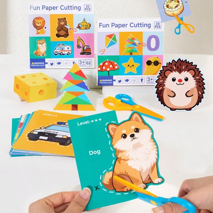 Themed Paper Cutting Game, English Enlightenment Animal Cognition, Hands-On Ability Training Craft Toy