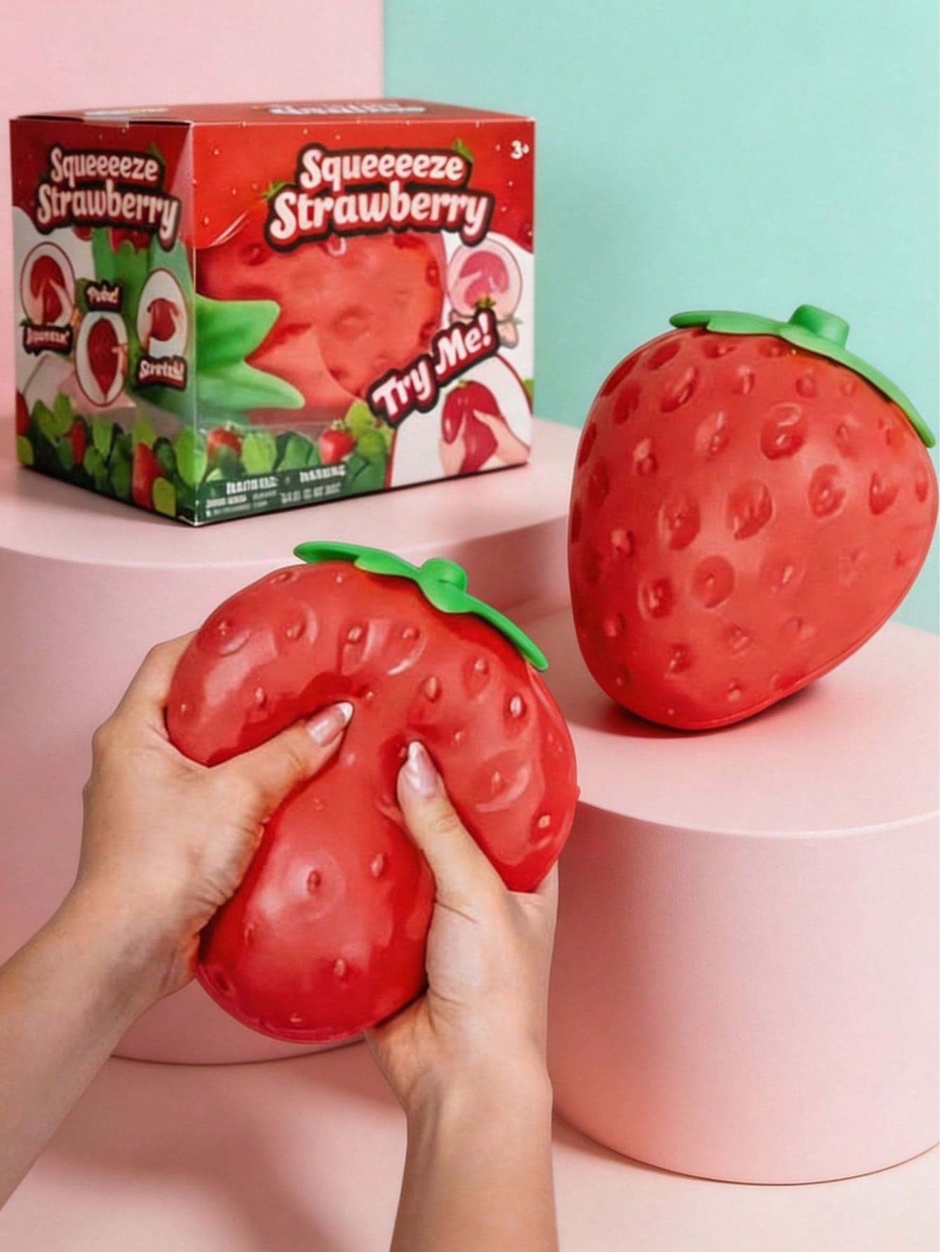 1pc Cute Realistic Strawberry Squeeze Toy, Soft Rebound Sensory Stress Relief Toy For Kids And Adults, Relieve Anxiety And Improve Daily Mood, Desktop Decoration, Party Favor, Ideal Holiday Gift