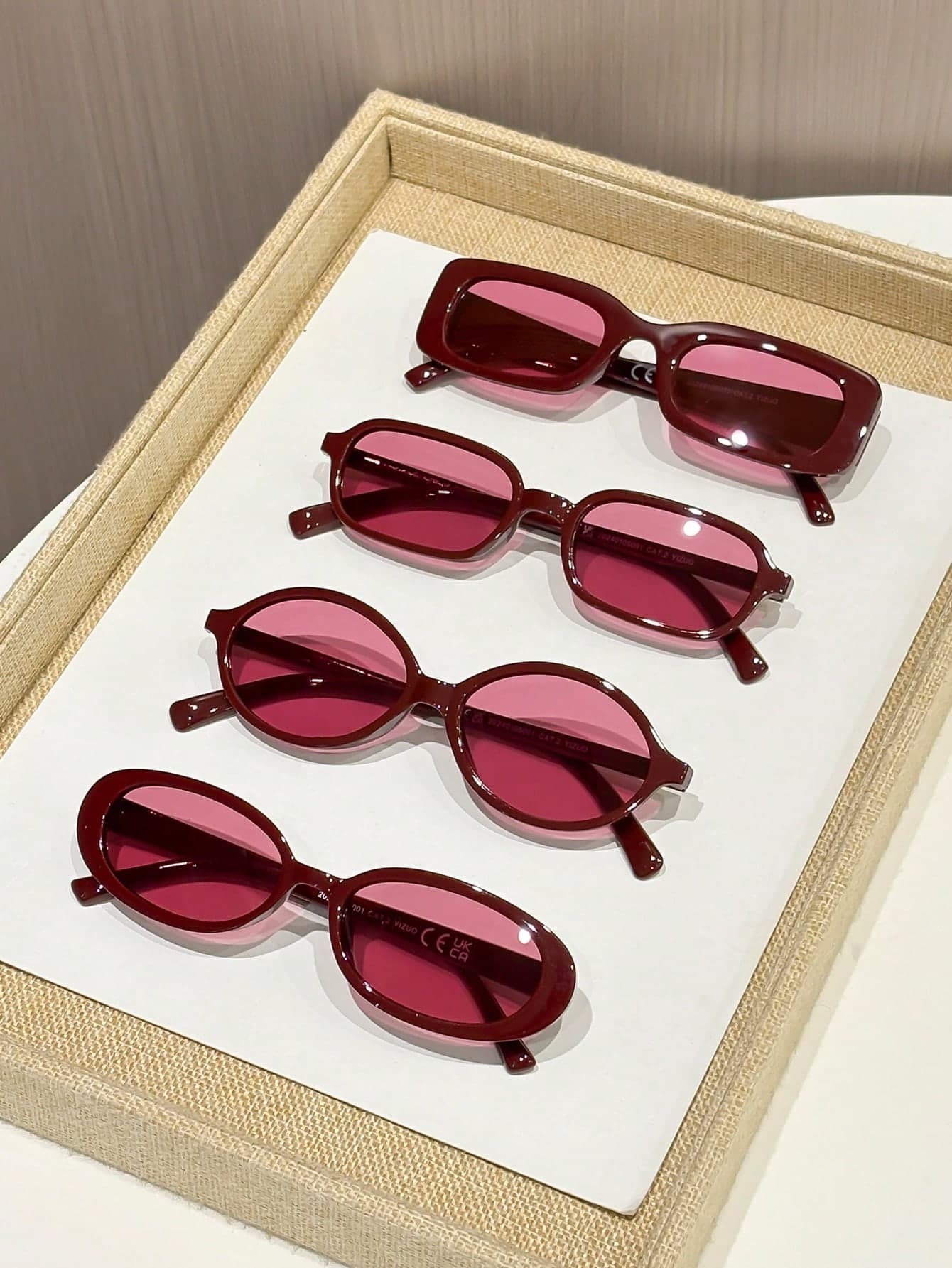 4 Pairs Women's Red Plastic Frame Glasses With UV Protection, Simple Fashion Eyewear Set, Perfect For Adding A Touch Of Elegance To Your Summer Look