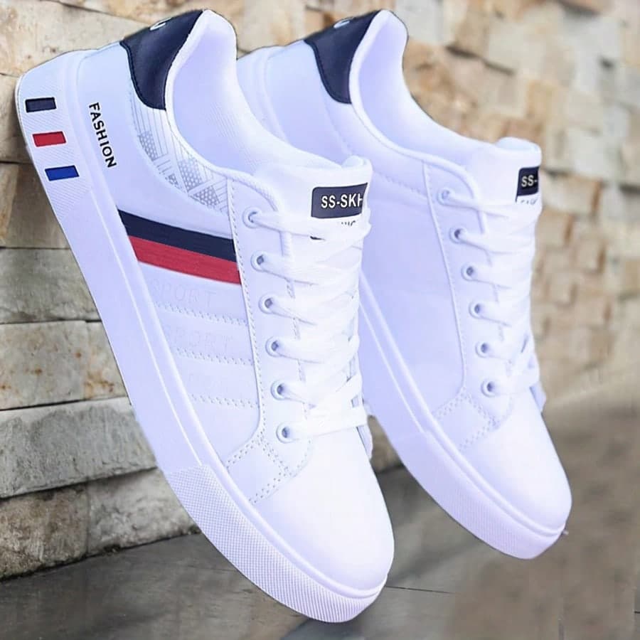 Men's Low-Top Casual Sneakers, Versatile PU Upper, Simple Breathable Non-Slip Sports Casual Shoes