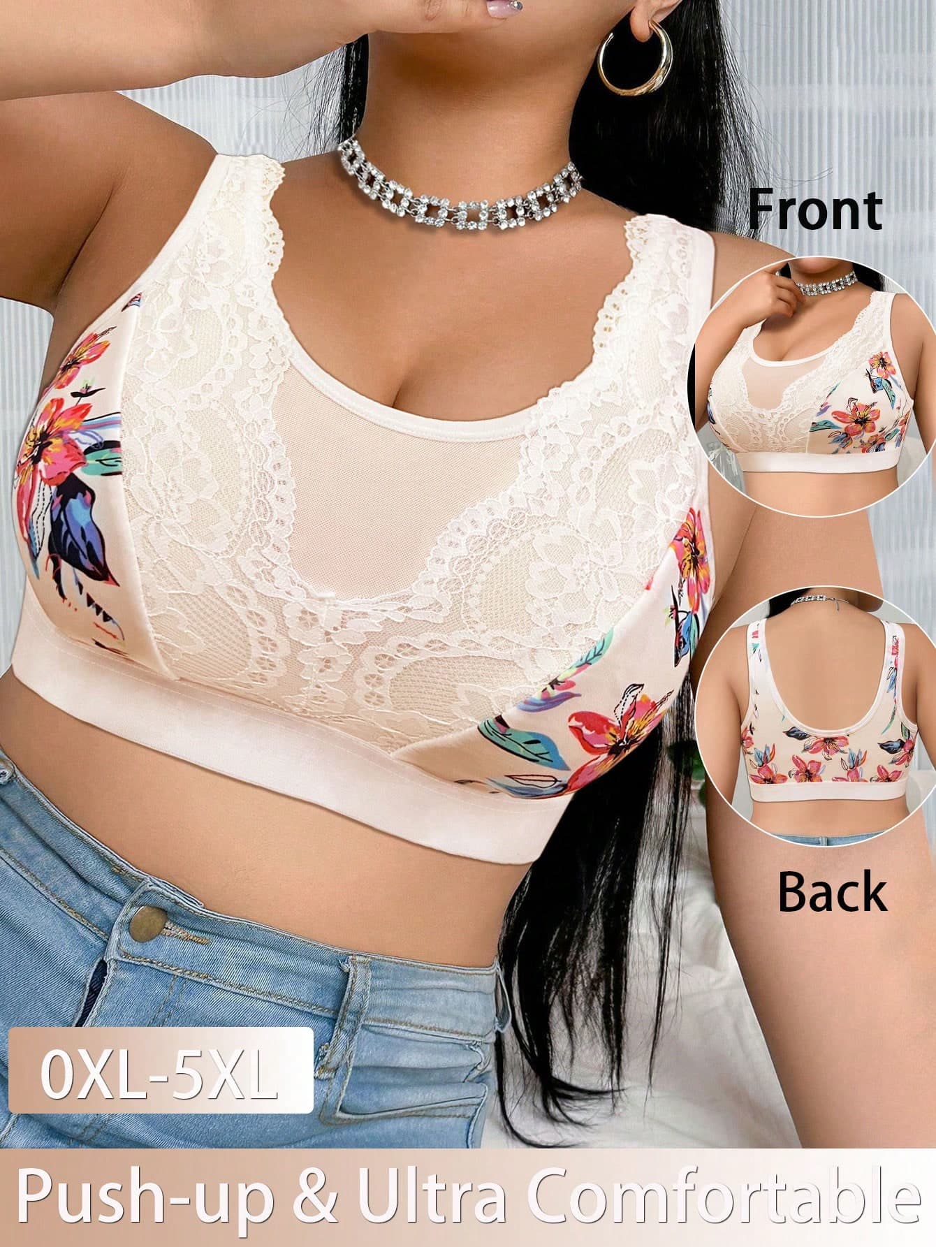 Plus Size Women's Wireless Bra, Breathable Non-Slip Lift-Up Seamless Bra For Daily Wear In Various Occasions