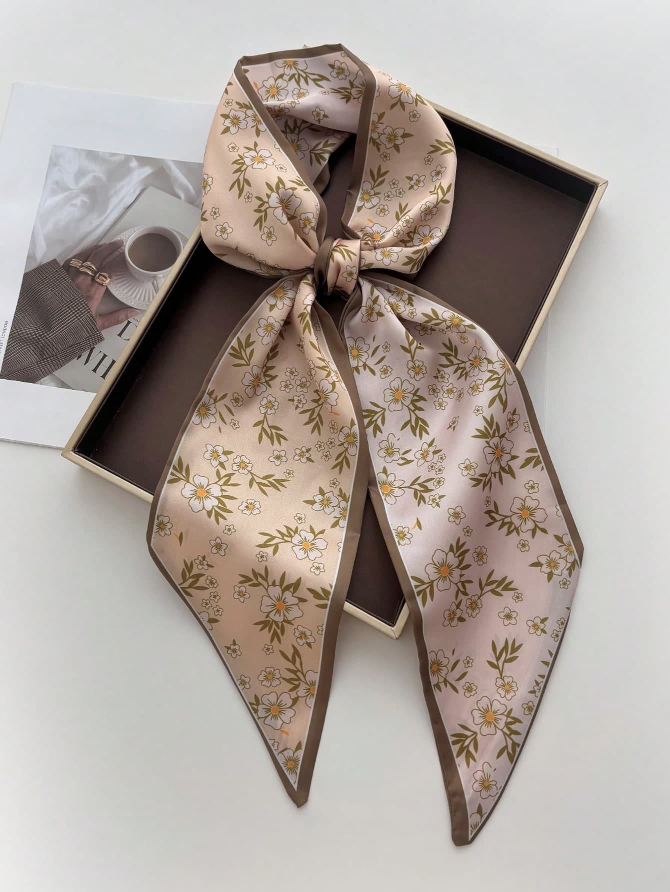 1pc Fashion Women's Small Silk Scarf Decorative Neck Scarf Hair Band Colorful Striped Suitable For Daily Matching With Shirts