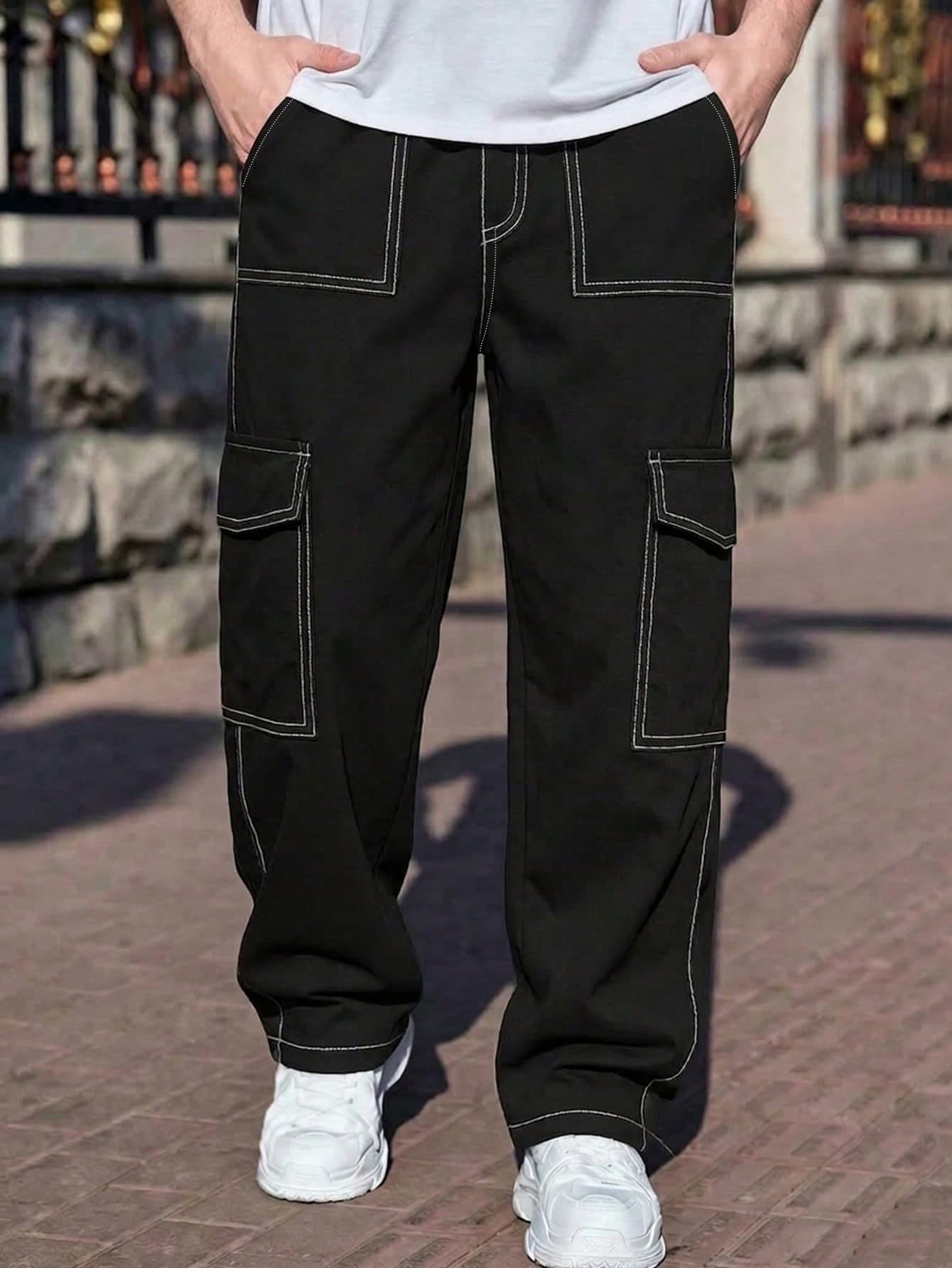 1pc Teen Boys' Fashionable Minimalist Casual Versatile Streetwear Comfortable Commute School Daily Sports Durable Multi-Pocket Straight Leg Cargo Pants, Spring/Summer/Autumn