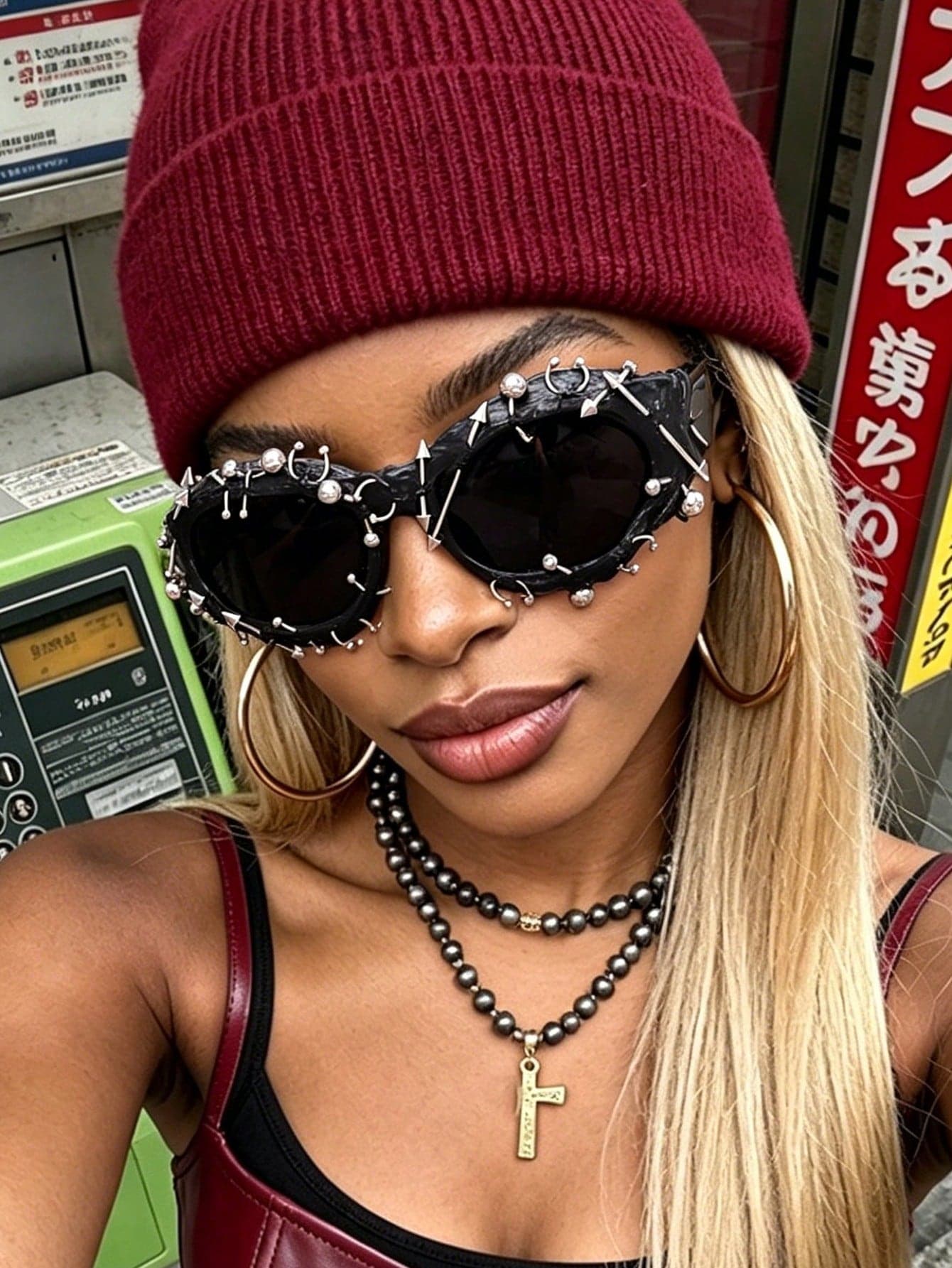 1 Pair Oversized Oval Teardrop Fashion Glasses, Metal Accessories, Rivet Avant-Garde Personalized, Y2K Style Dark Party Glasses, Halloween And Christmas Accessories, Beach Accessories, Women's Glasses, Autumn/Winter Basic Women's Clothing, Business Casual, Summer Beach Vacation, Outdoor, Travel Gift