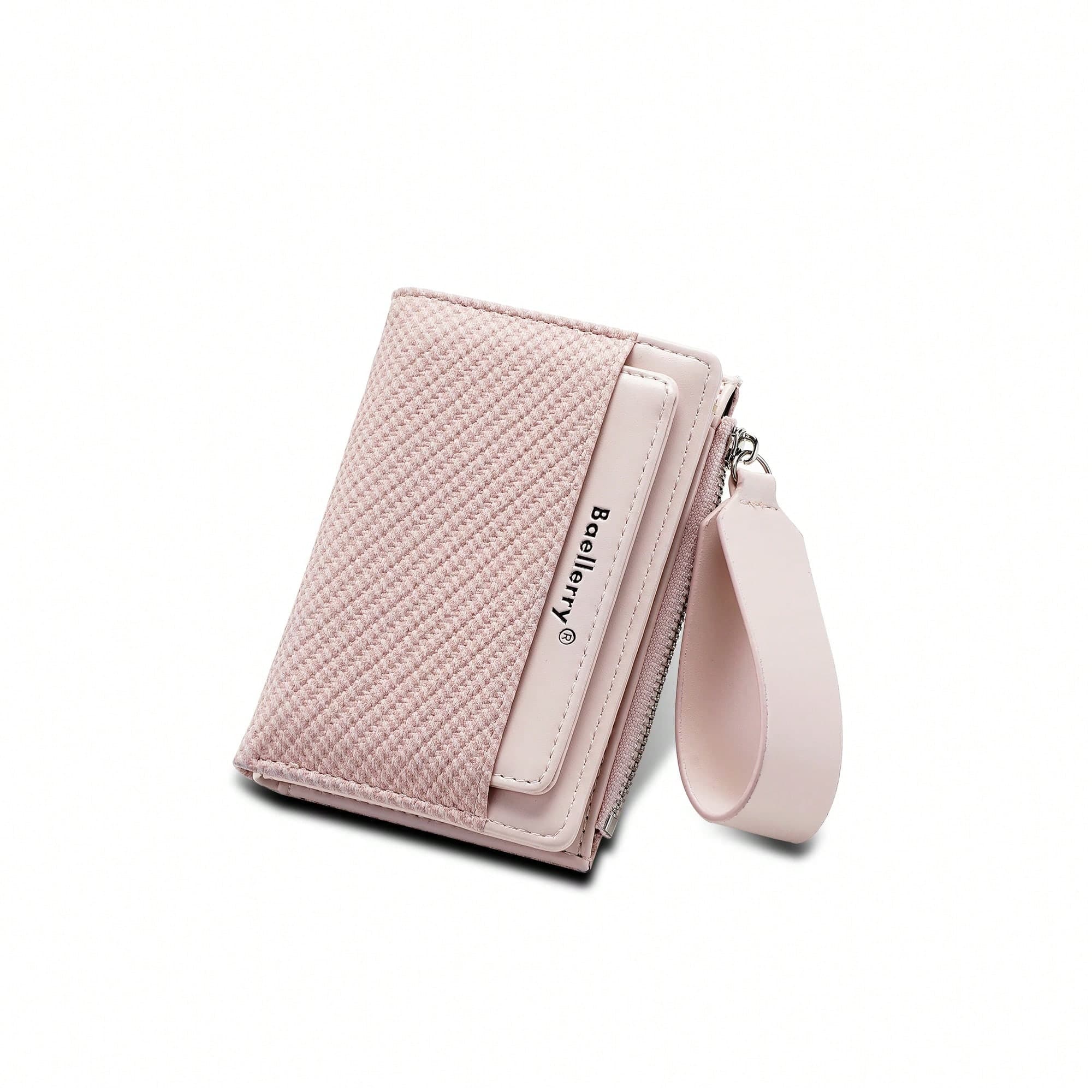 Baellerry Women's Short Premium Ins Style Card Holder Wallet Integrated Color Block Fashion Zipper Purse For Students