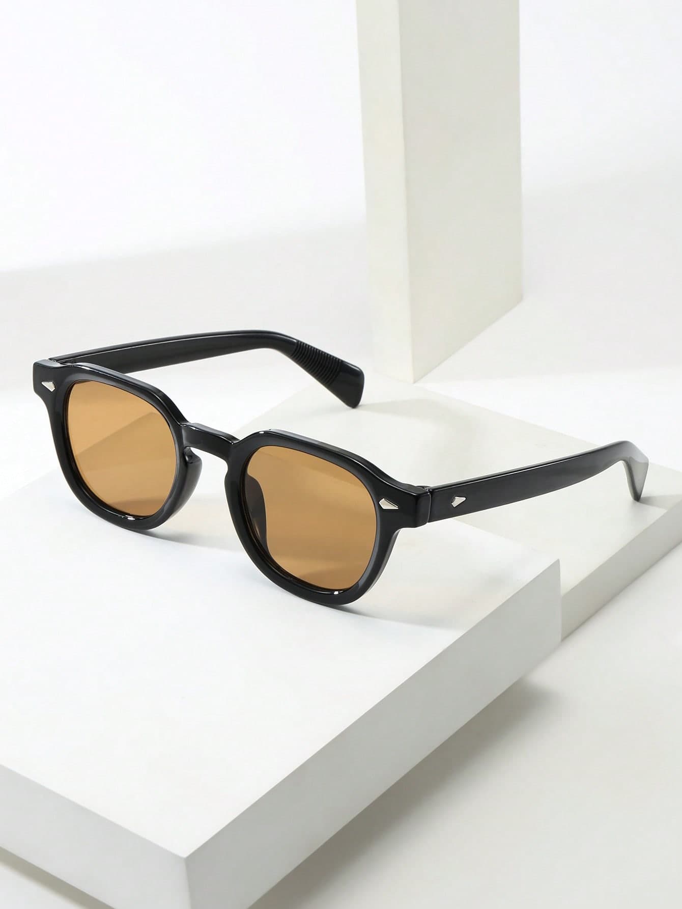 1pc Vintage Round Frame High Quality Personalized Minimalist Fashion Glasses, Travel Vacation Beach Daily Decorative Eyewear