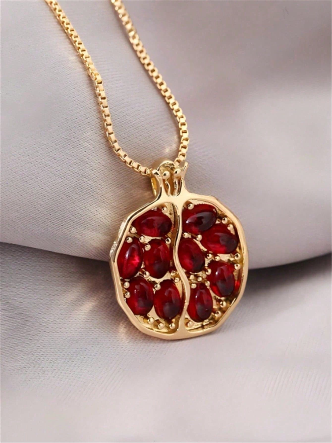 Red Pomegranate Seed Pendant Necklace