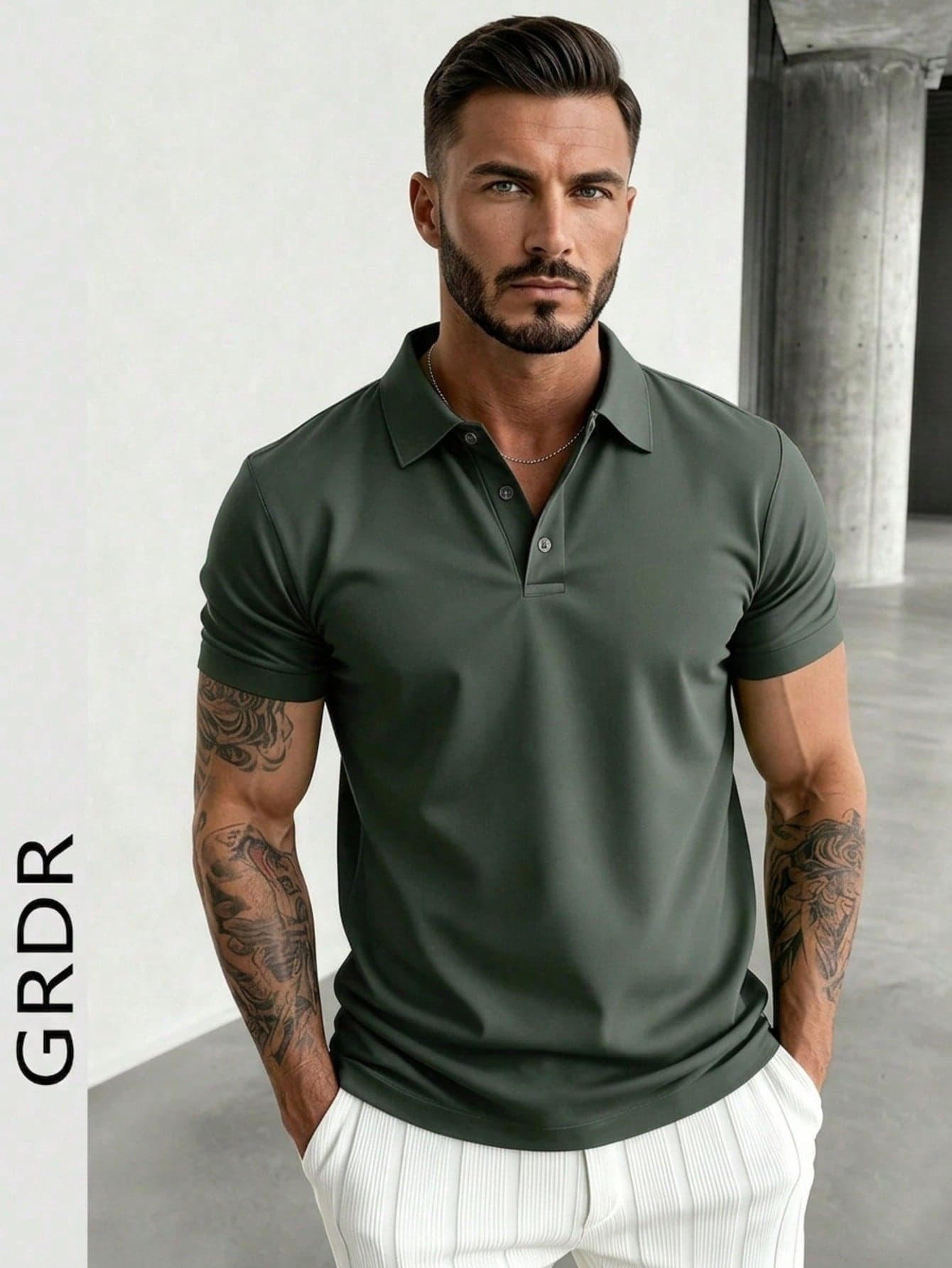 GRDR Men's Fashion Short Sleeve Casual Commuter Polo Shirt