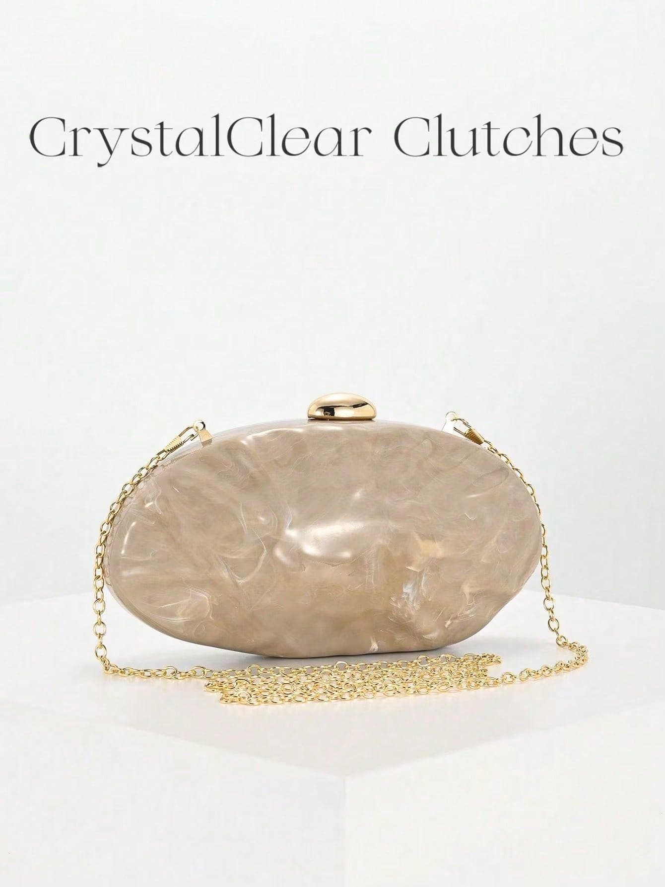 Women's Fashion Asymmetric Metal Box Clutch, European And American Style, Vintage Mini Box Evening Clutch, Formal Party Bag, Evening Bag, Suitable For Valentine's Day Gift, Ball Bag, Golden Wedding Bride Shoulder Crossbody Chain Bag