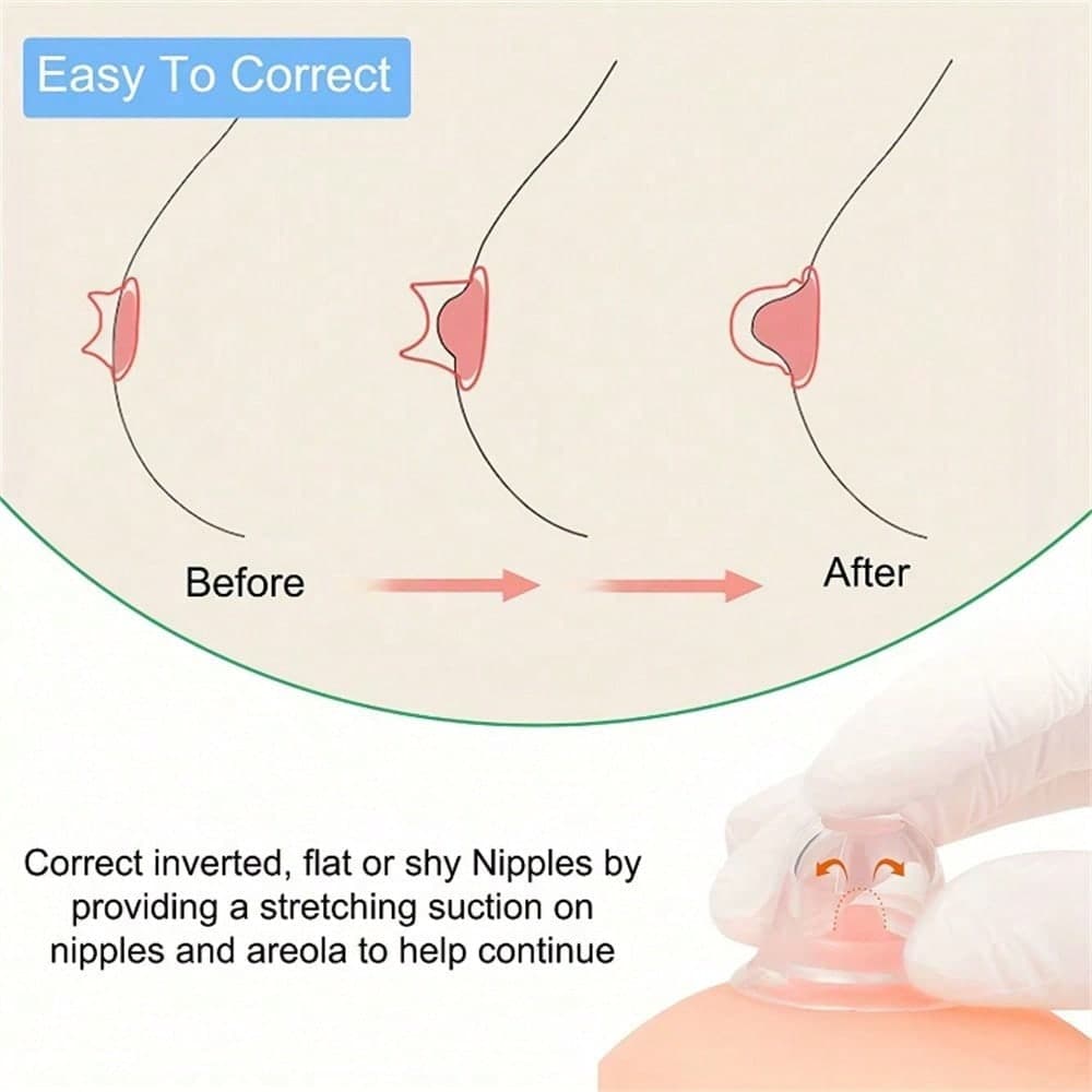 2pcs Silicone Breast Pump, No Electricity Required, Suitable For Flat And Inverted Nipples, Adjustable Suction, Breastfeeding Support Tool