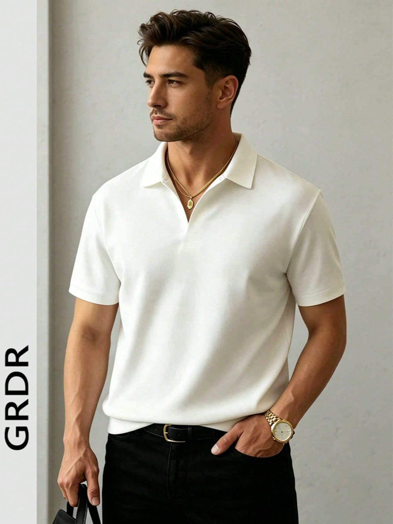 GRDR Men's Thin Breathable Polyester Crew Neck Simple Short Sleeve T-Shirt | Casual