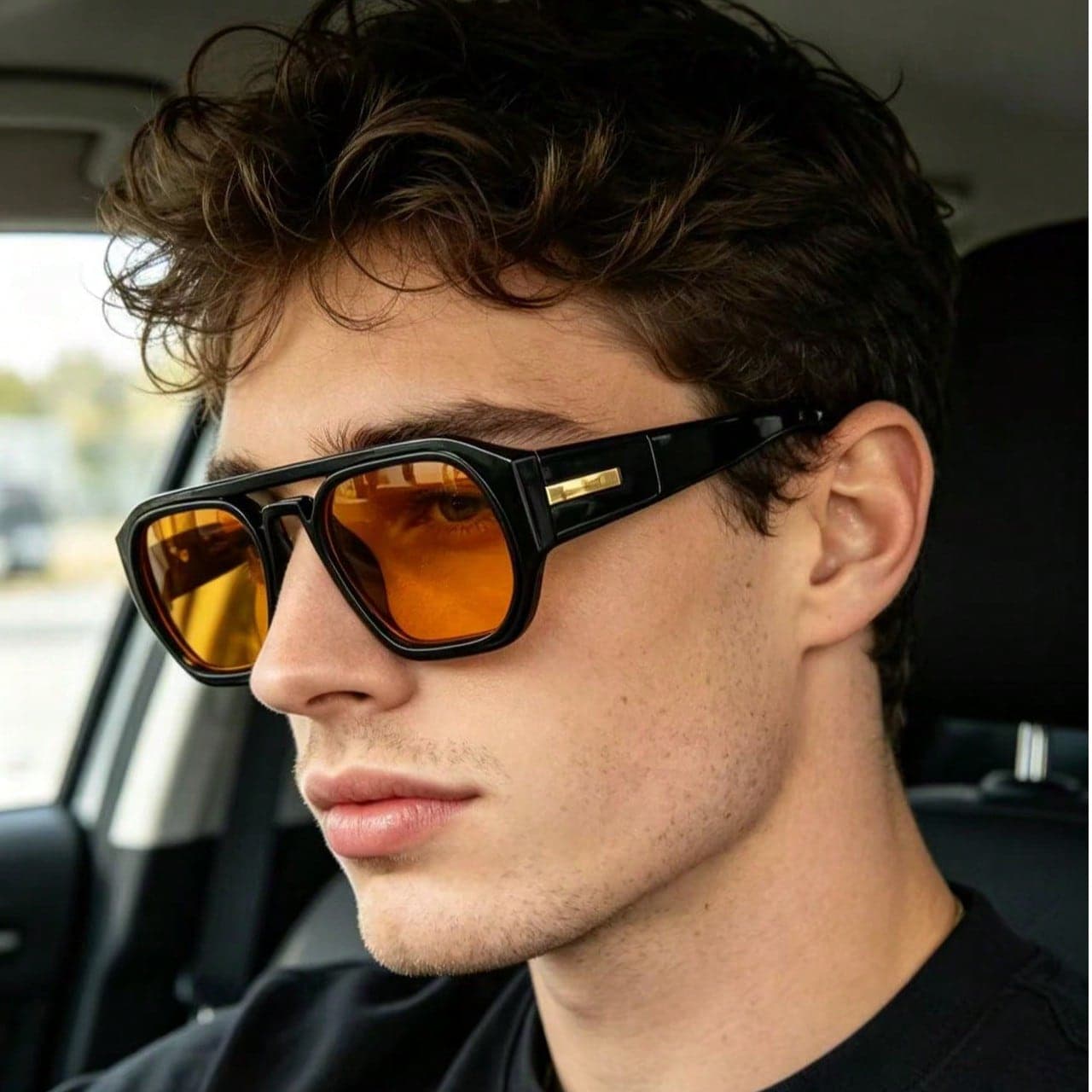 1pc Retro Double Bridge Frame High-Quality Luxury Minimalist Fashion Glasses (Suitable For Driving, Travel, Leisure, Outdoor Sports, Daily Use)