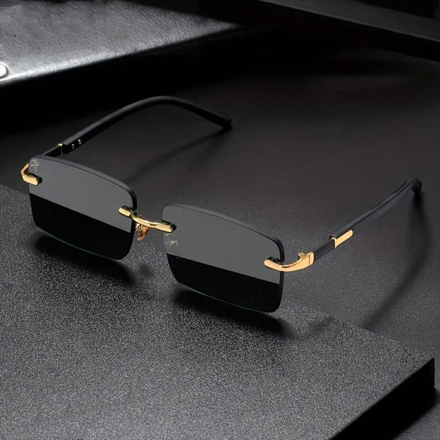 1 Pair Y2K Ultra-Thin Rimless Fashion Glasses, Black, Suitable For Summer, Beach, Driving And Various Occasions. Ideal Accessory For Beach, Casual And Street Style, Can Be Paired With Sweaters, Jackets, Hoodies, Leggings And Cargo Pants. Perfect For Summer Beach Vacation, Outdoor Activities And Travel.