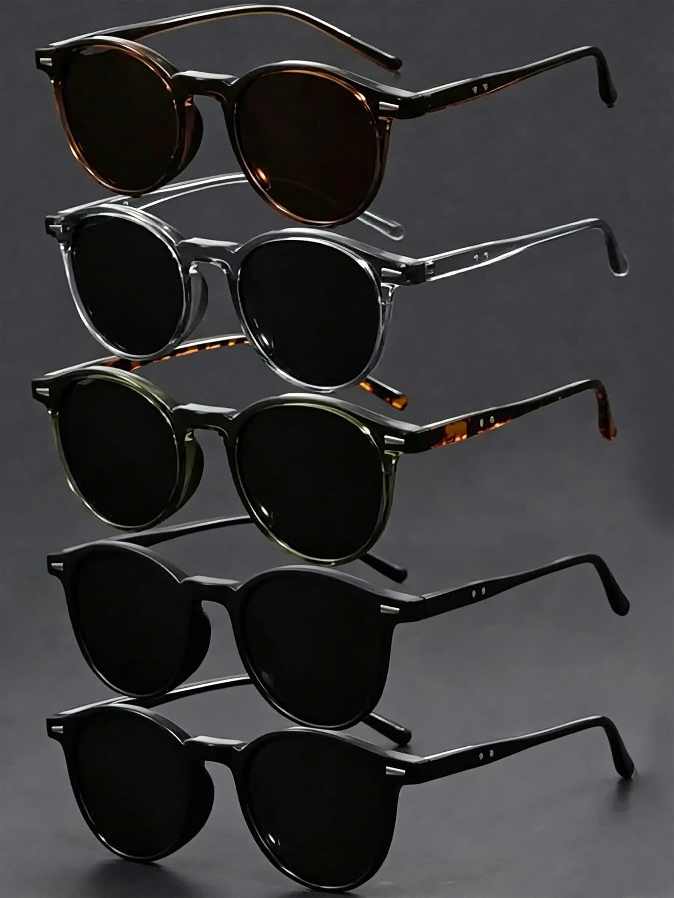 1/3/5pcs Unisex Round Glasses, Classic Tones, Retro Fashion Eyewear, High-Quality Vintage Casual Protective Glasses, Suitable For Outdoor Parties, Vacations, Driving, Gift Options