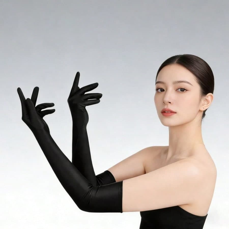 1 Pair Black Opera Gloves, Women's 1920s Vintage Ball Party Costume Accessory Gloves, Performance Etiquette Prop Gloves, Breathable Fingerless Riding Driving Gloves, Wedding Bridal Gown Matching Photography Elastic Long Gloves