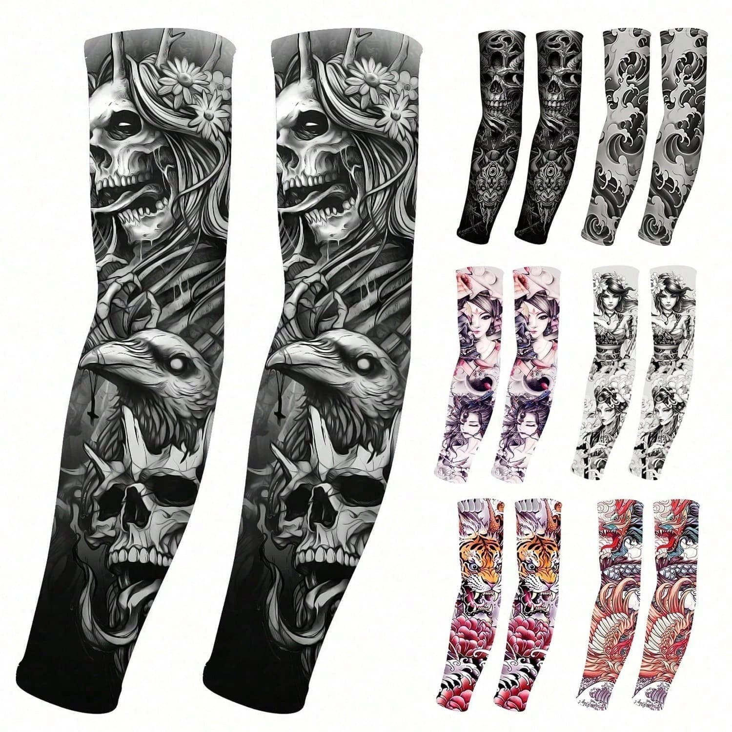1 Pair/2 Pairs/3 Pairs Of Unique Tattoo Sun Protection And Cooling Sleeve Wraps, Suitable For Both Men And Women, Excellent Breathability,