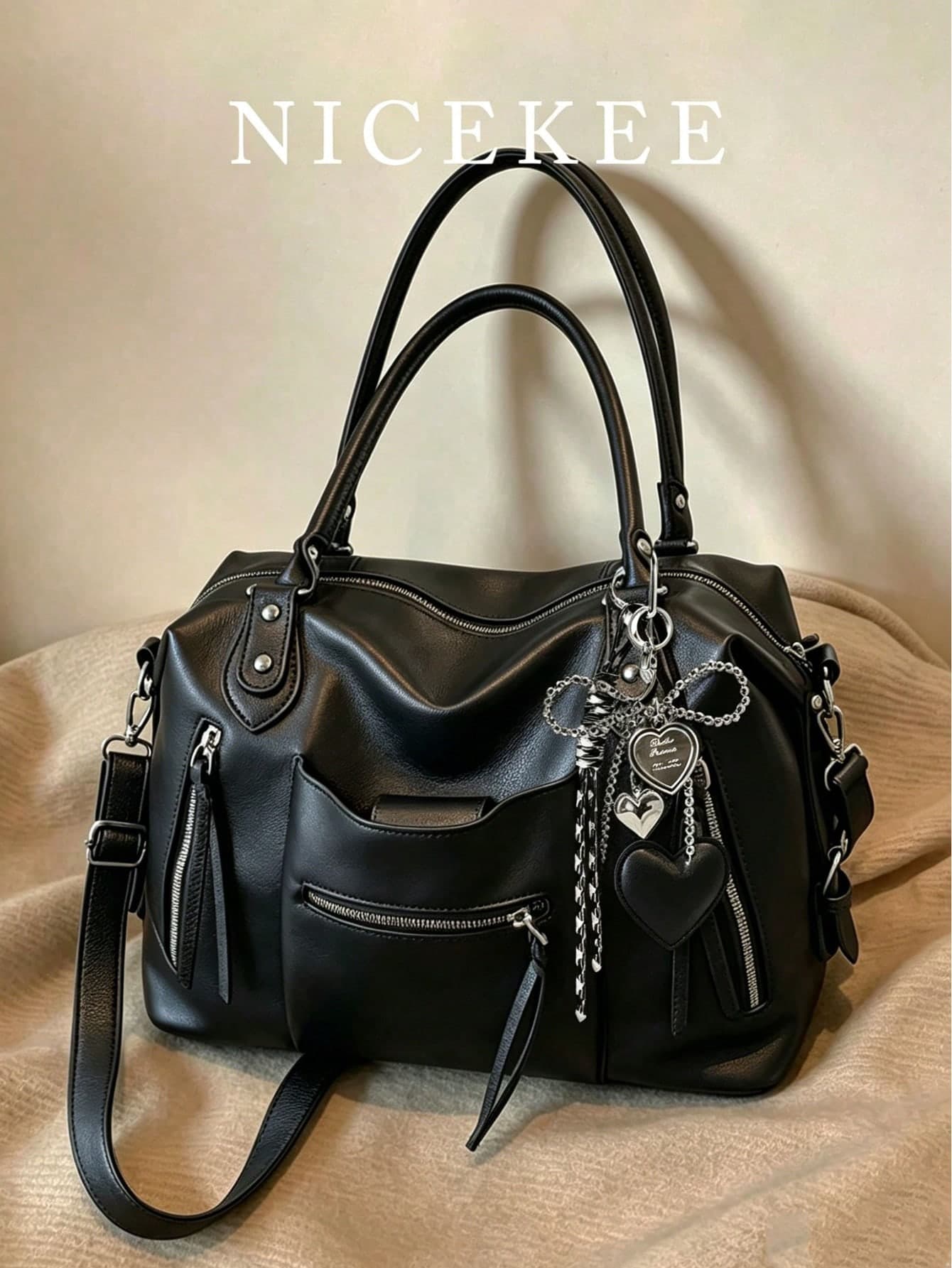 Large Capacity,Artificial Leather, High-End Bag, Shoulder Crossbody Bag, Retro, Versatile Handbag, Simple Tote Bag, Medieval Motorcycle Bag.