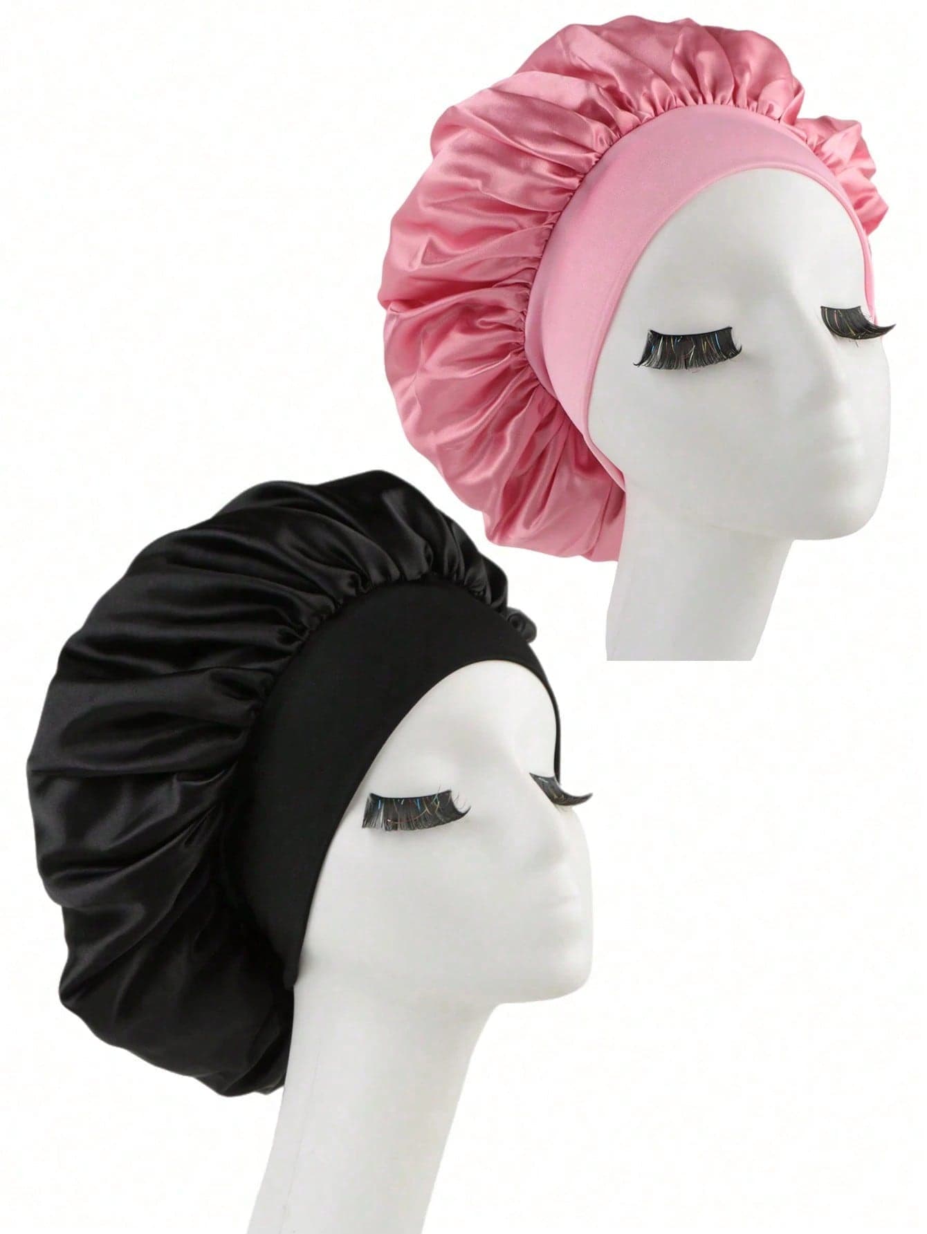 2pcs Silk Sleep Caps, Satin Hair Protection Caps, Soft Elastic Silk Sleep Caps, Silk Hair Protection Caps For Curly Hair