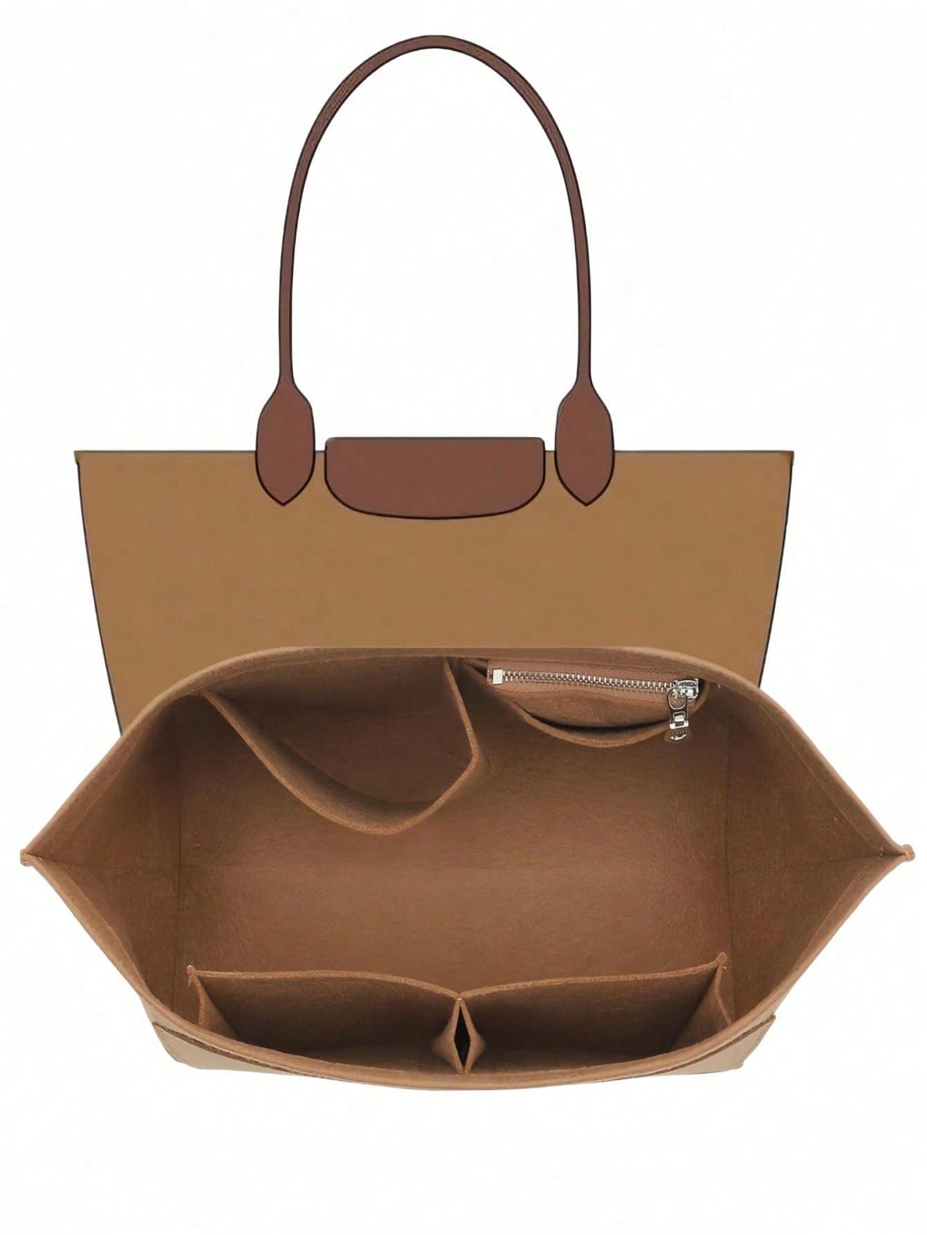 Purse Organizer Insert For Le Pliage Tote Bag Organizer Insert With Cup Holder, Women Purse Shaper With 8 Compartments