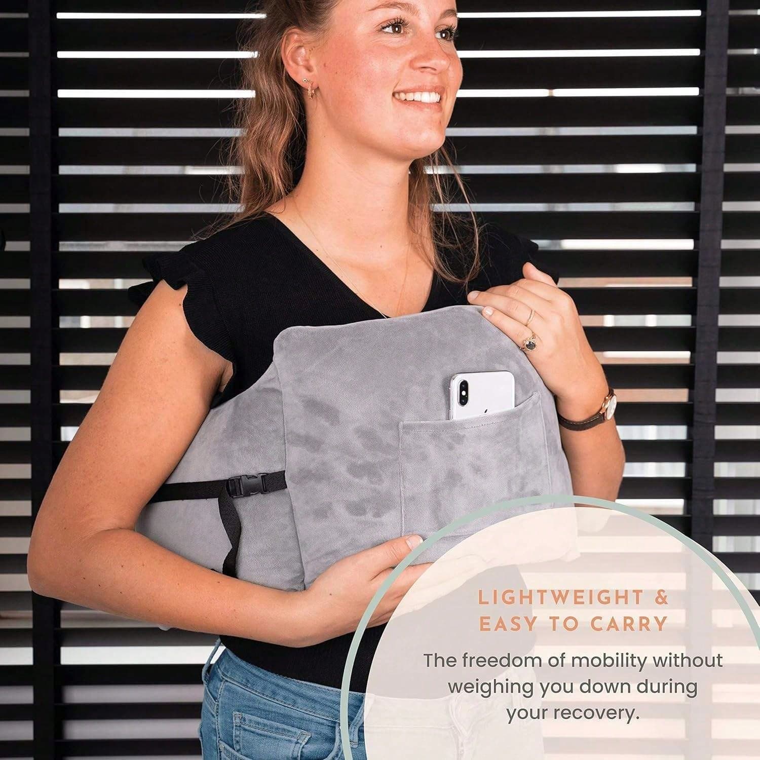 Post-Mastectomy Pillow Wearable Breast Protection Pad With Secure Strap, Easy-To-Clean Removable Cover And Pocket, Suitable For Breast Reduction/Augmentation And Bilateral Mastectomy Recovery