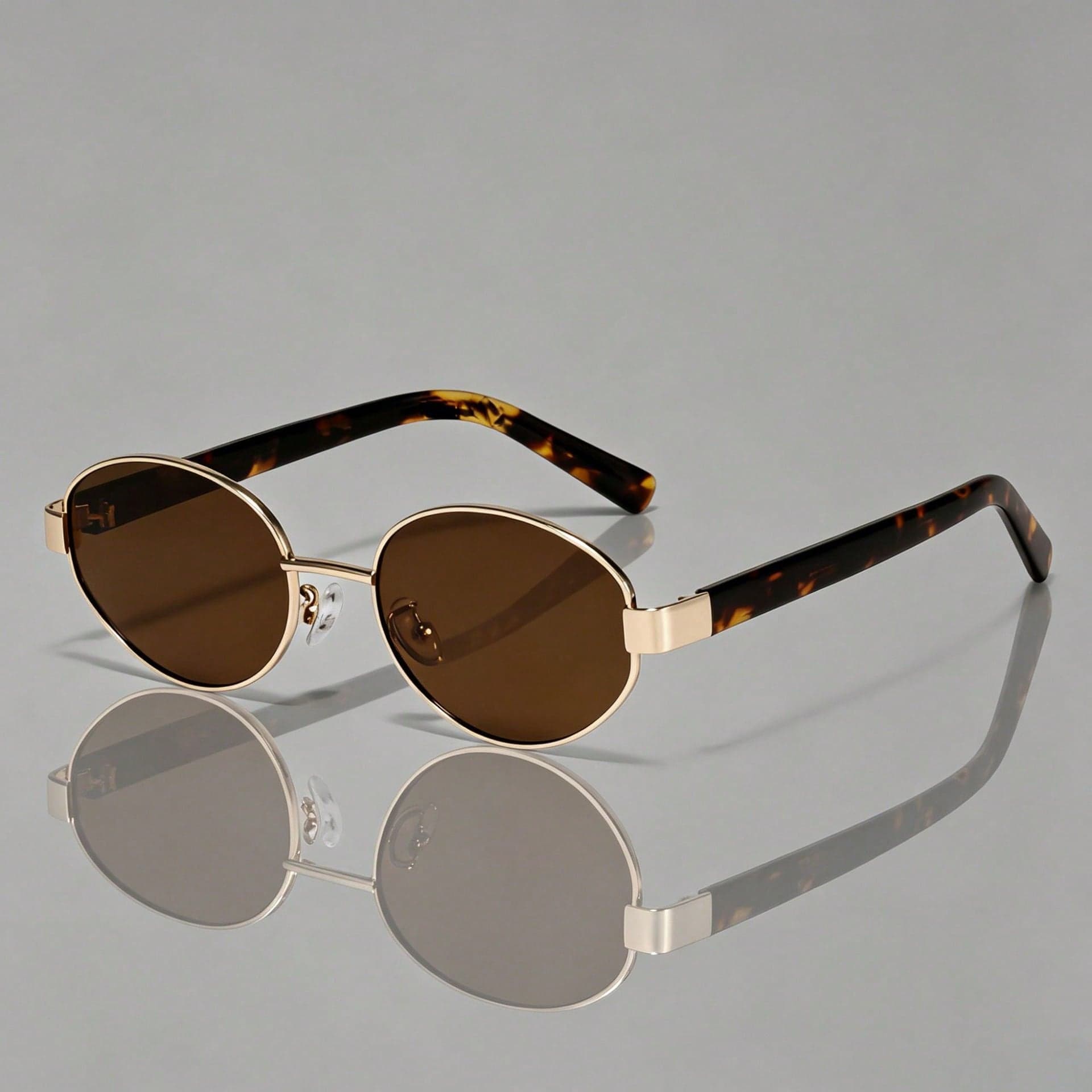 Vintage Personalized Small Oval Metal Fashion Glasses Unisex Classic Style Outdoor Travel Beach Vacation Casual Decorative Daily Wear Summer Sun Protection Shade Glasses