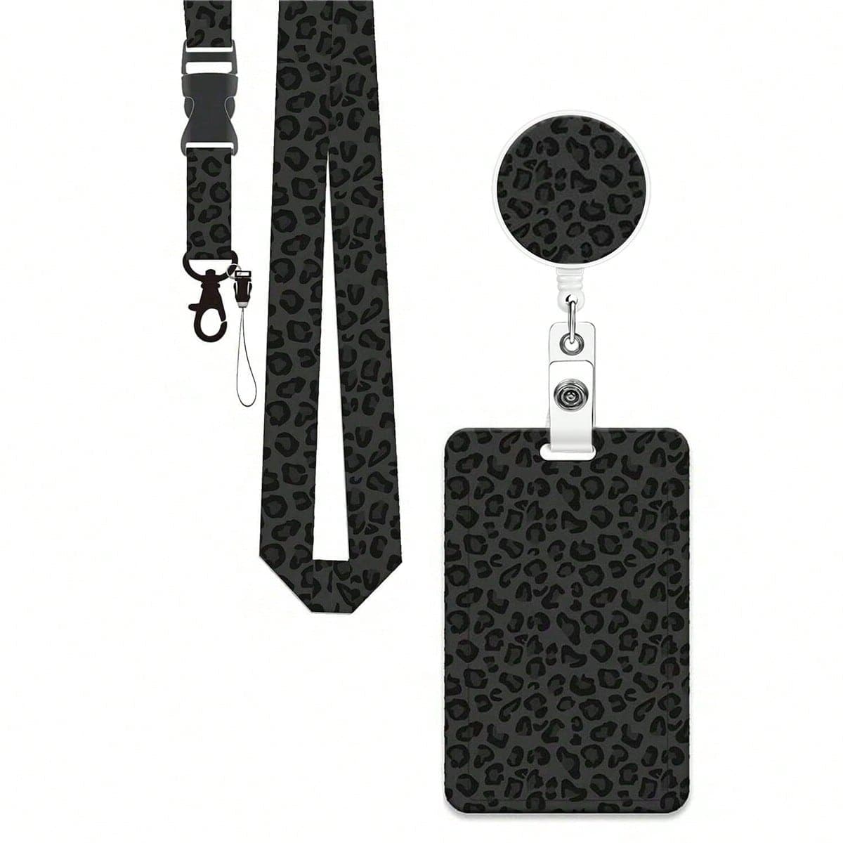 1pc (Badge Clip + Card Holder + Lanyard) Cool Leopard Print ID Badge Clip Retractable Badge Reel Nurse Name Tag Holder Retractable Clip Cuff Pendant Work Label Badge Holder With Fixed Clip Medical Assistant Badge Buddy Men's Teacher Office Name Card Protector Bus Card/ID Card Universal Push-In Leopard Print Card Holder With Lanyard Daily Office Neck Lanyard Anti-Loss ID Card Holder Suitable For Doctors, Nurses, Office Workers, Teachers, Men And Women Office Supplies Nurse Office Gift