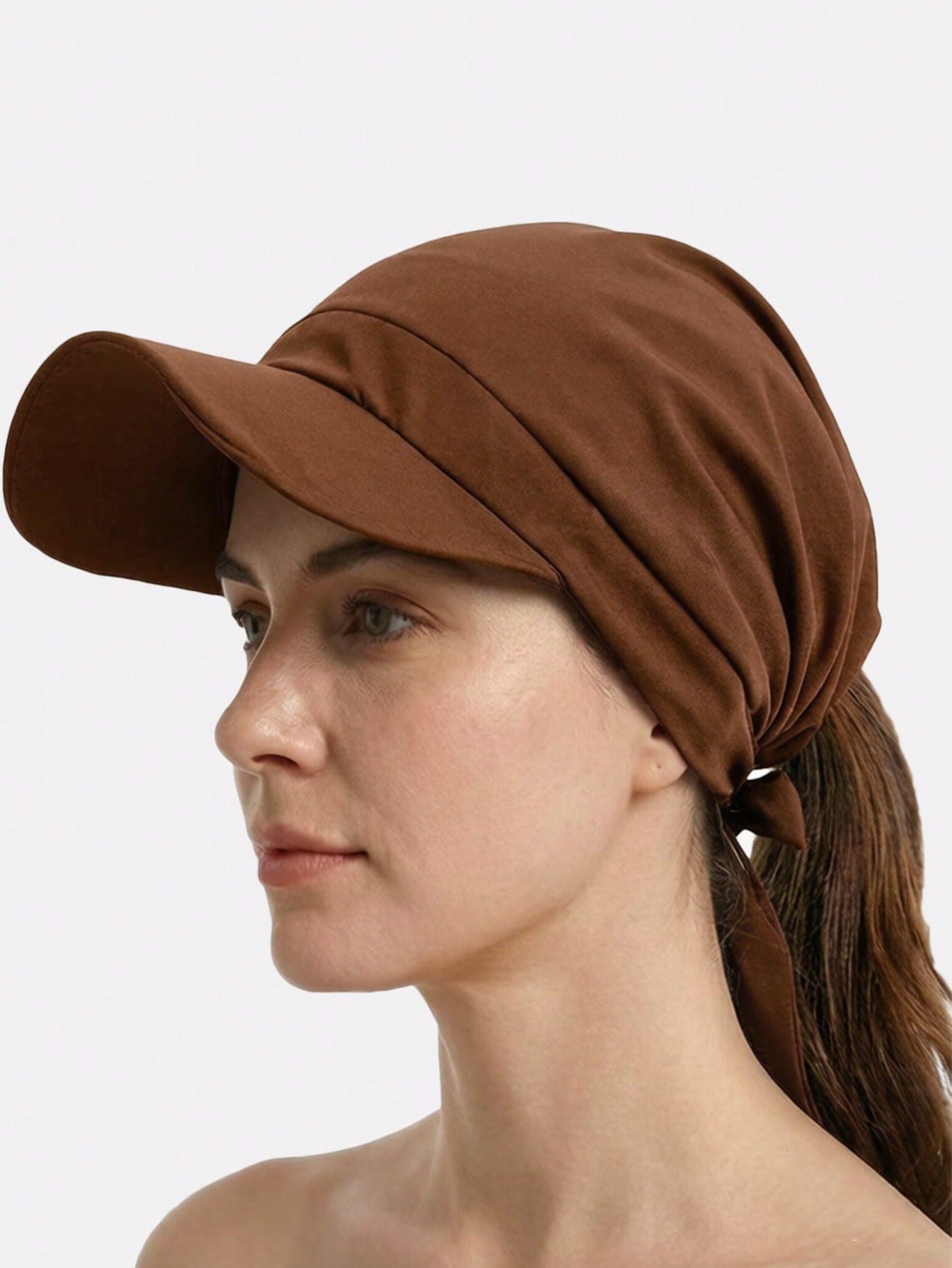 1pc Women's Braided Duck Tongue Tie Sun Hat With Brim, Headscarf Hat For Outdoor Travel, Beach, Suitable For Daily Use