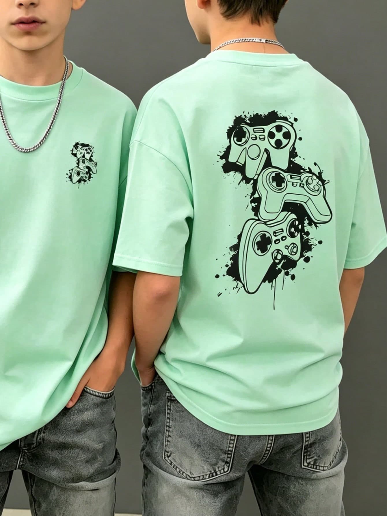 1pc Tween Boy Video Game Graphic Print Short Sleeve T-Shirt, Summer Top For Young Students