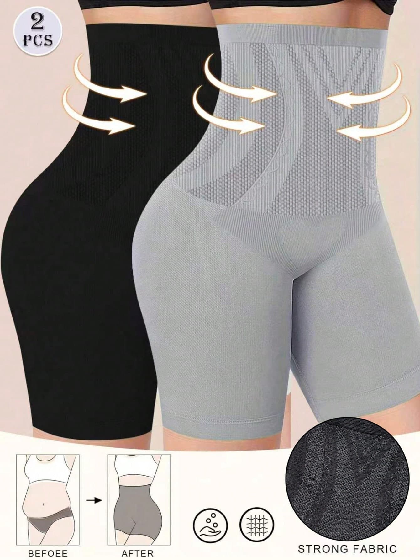 CELILIN 2 Packs Women High Waisted Breathable Waist Control Shapewear Shorts Tummy Trimmer