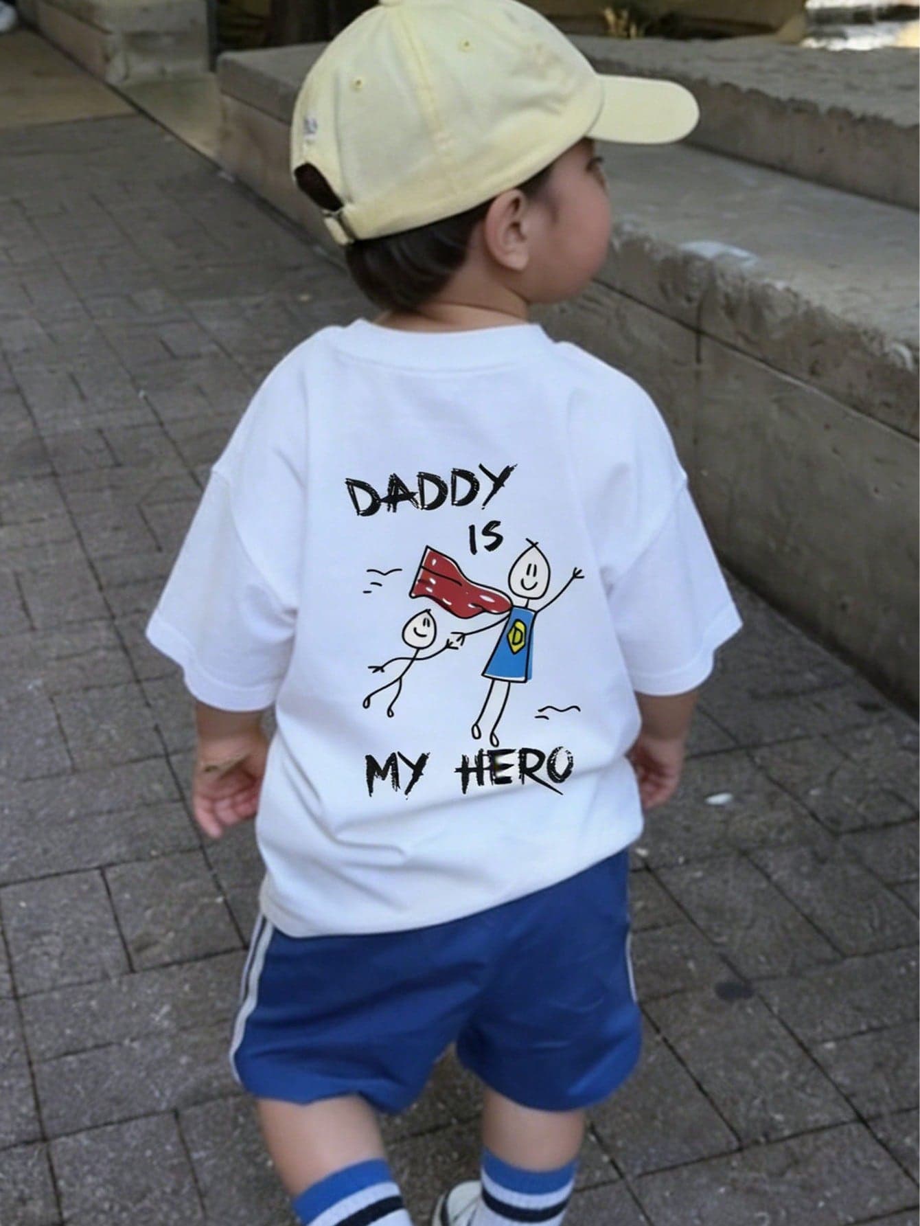 1pc Young Boy Dad Is My Hero Graphic Print Short Sleeve T-Shirt, Kids Summer Top, Soft