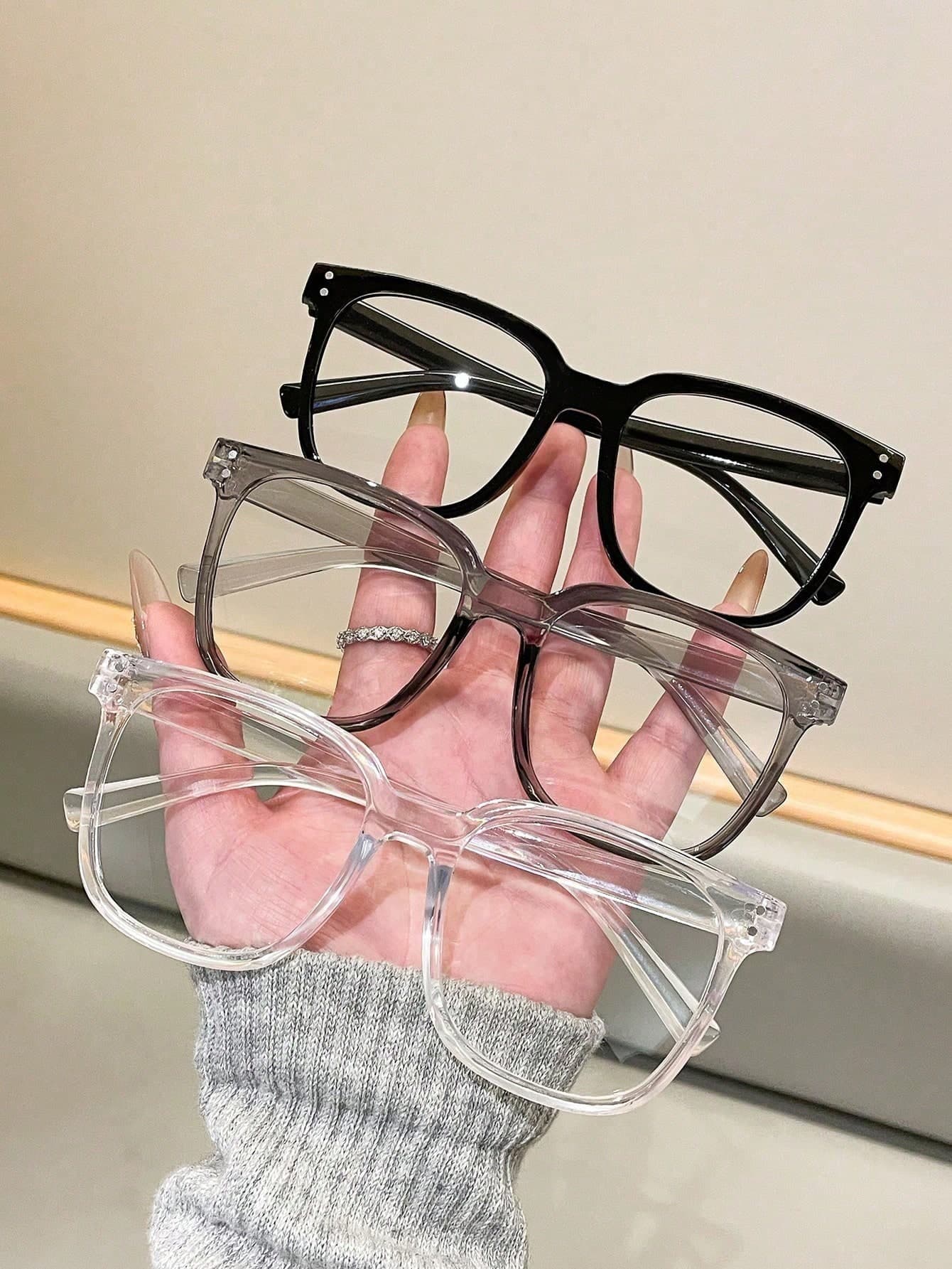 1/3 Pairs Bohemian Style Oversized Transparent Lens Glasses, Suitable For Summer Beach, All-Season Fashion Casual Daily Wear, Travel, Party And Other Occasions, Perfect Gift For Mother's Day, Valentine's Day, Graduation Season, Easter And Other Holidays.