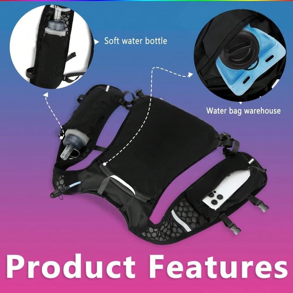 Running Hydration Vest Backpack, Lightweight Hydration Backpack Bag Daypack For Hiking Trail Running Cycling Race Marathon For Women Men