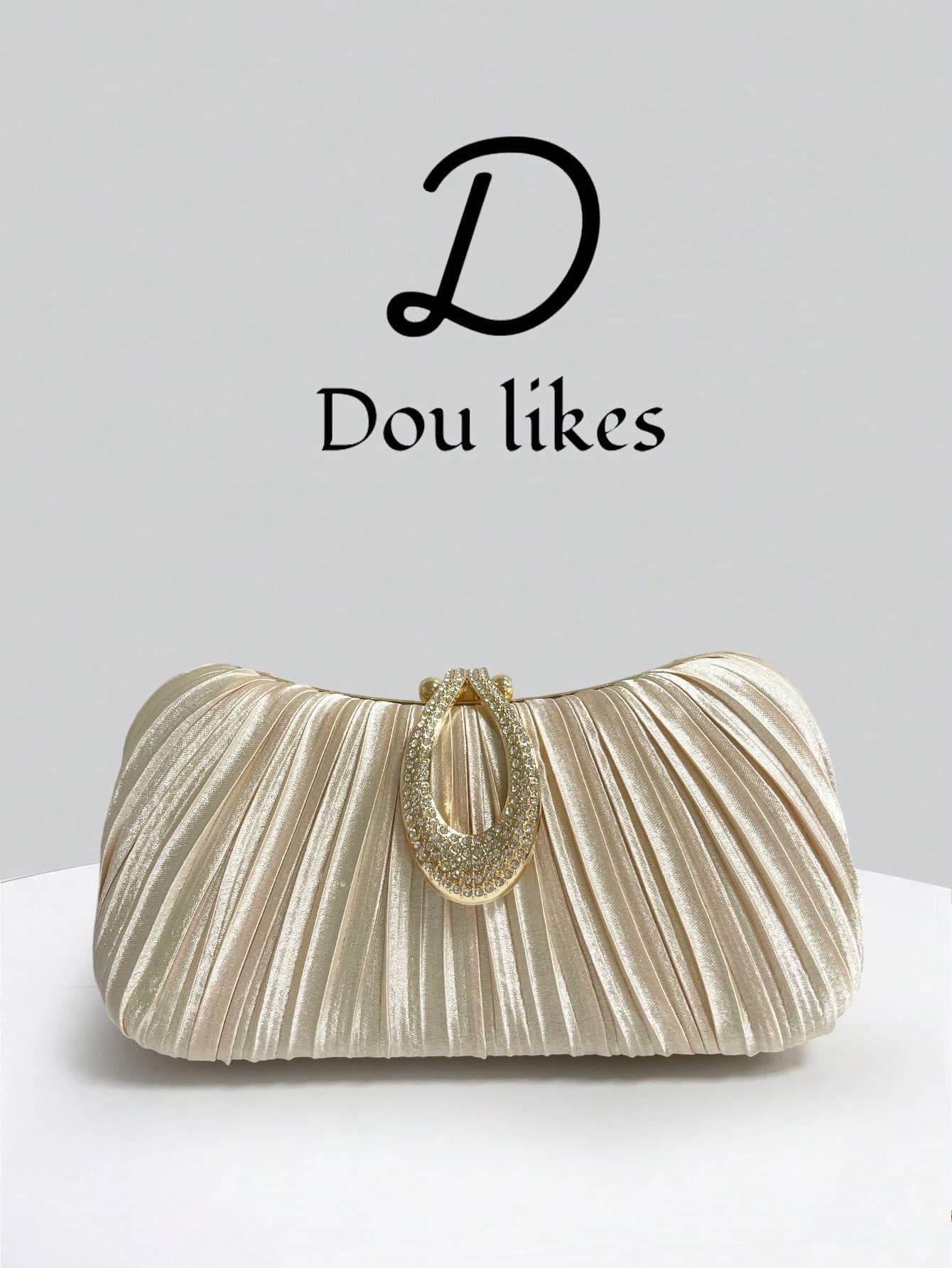 Dou Likes Luxury Pleated Evening Clutch Bag With Detachable Thin Chain Strap, Convertible Handheld And Shoulder Bag Styles. Suitable For Evening Parties, Weddings, Dates, Parties, Bridesmaid Outfits, Sweet And Elegant, Also Perfect For Daily Luxury Outfits.