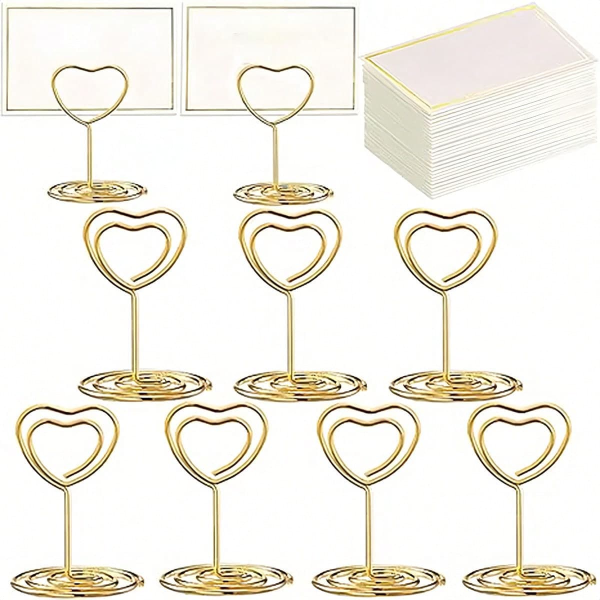 5/10/20Pcs Gold Table Number Card Holders Heart Shape Table Photo Holder Table Picture Stand Place Card Holder For Paper Menu Clips As Well As Collections Greenery Watercolor Place Cards For Wedding Or Party Seating Place Cards For Tables Scored For Easy Folding .Valentine's Day Party Supplies