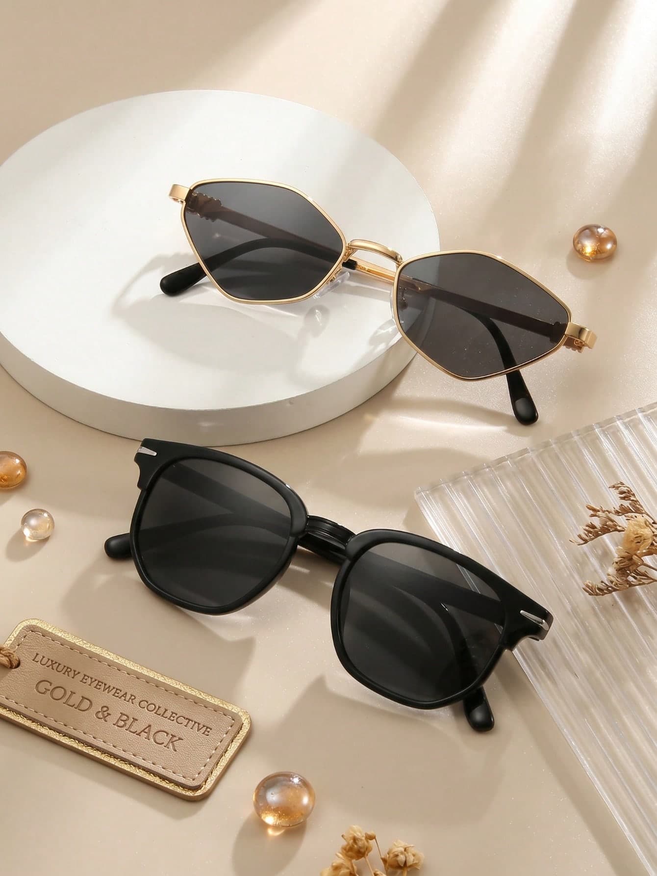 2 Pairs/3 Pairs Classic Metal Geometric Square Design Fashion Glasses With Patterned Temples For Men And Women, Runway Street Style