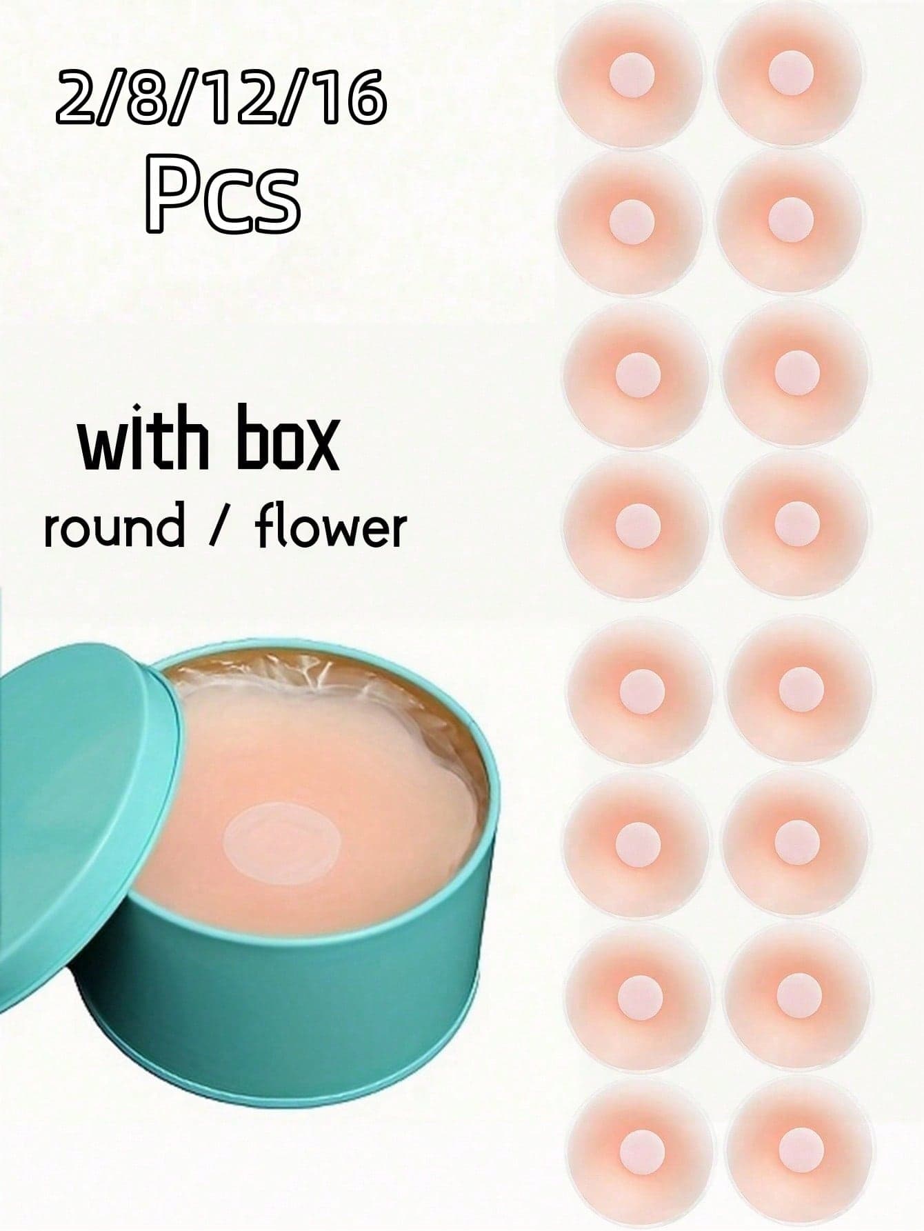 2/8/16 Pcs Women's Nipple Covers, Reusable, Nipple Pasties, Breast Petals, Reusable Silicone Invisible Nipple Covers, With Travel Case