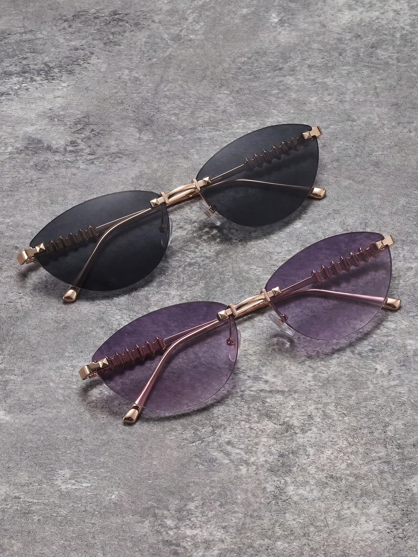 2 Pairs Women's And Men's Cat Eye Minimalist Small Frame Fashion Sunglasses, Suitable For Sports, Travel, Driving, Beach, Festivals, Vacation, Street, Fishing, Outdoor Activities, Street Fashion Accessory, Summer Beach Vacation, Outdoor Travel, Back To School Season