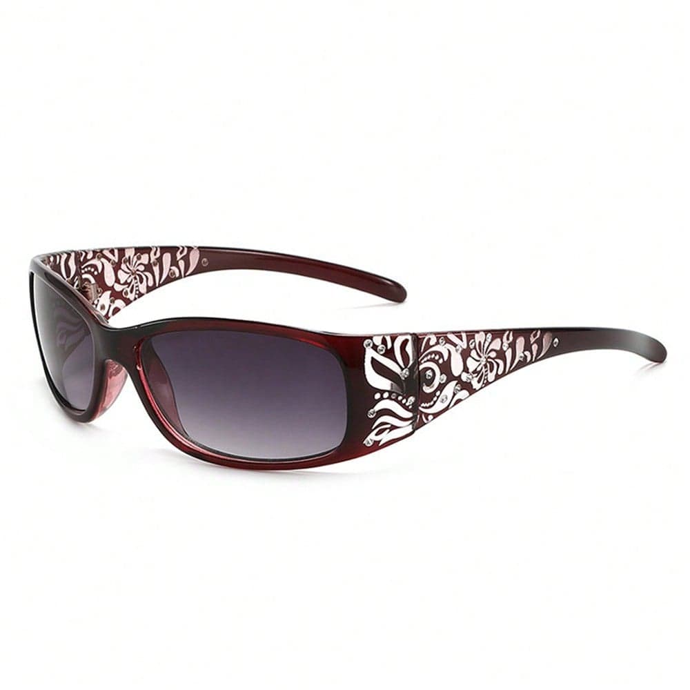 1PC Women's Y2K Floral Embossed Small Square Frame Decorative Fashion Glasses, Suitable For Daily Wear And Party