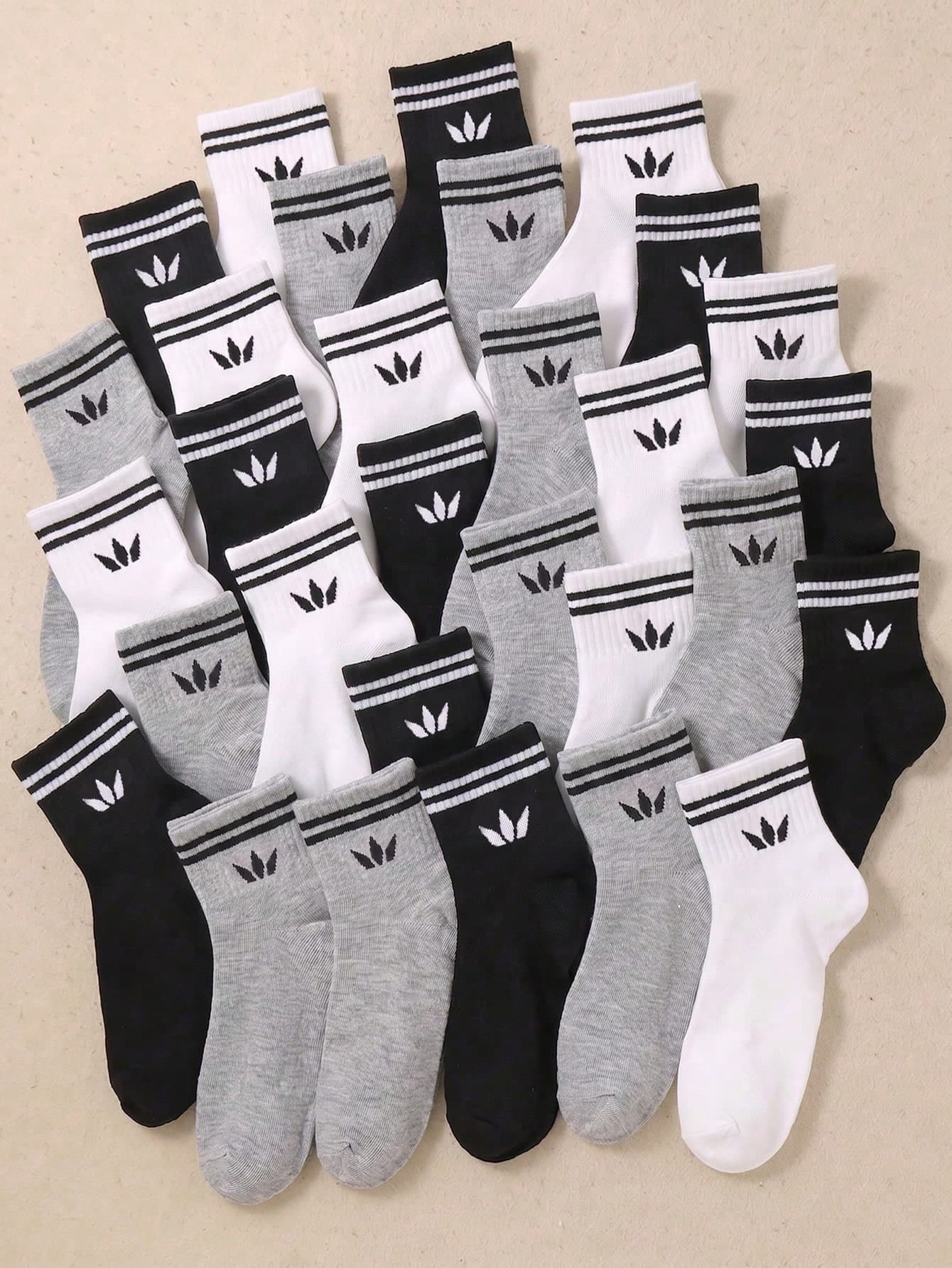20 Pairs Children's Mid-Calf Socks, Children's Short Socks, Children's Elastic Socks, Children's Sports Socks, Children's Crew Socks, Suitable For 1-16 Years Old Boys' Daily Wear, Suitable For All Seasons, Suitable For 1-16 Years Old Children's Birthday Gifts, Suitable For Back To School Season Wear, Suitable For Running, Multi-Functional, Breathable, Comfortable, Soft, Skin-Friendly, Neutral Colors, Black White Gray Random Color Matching