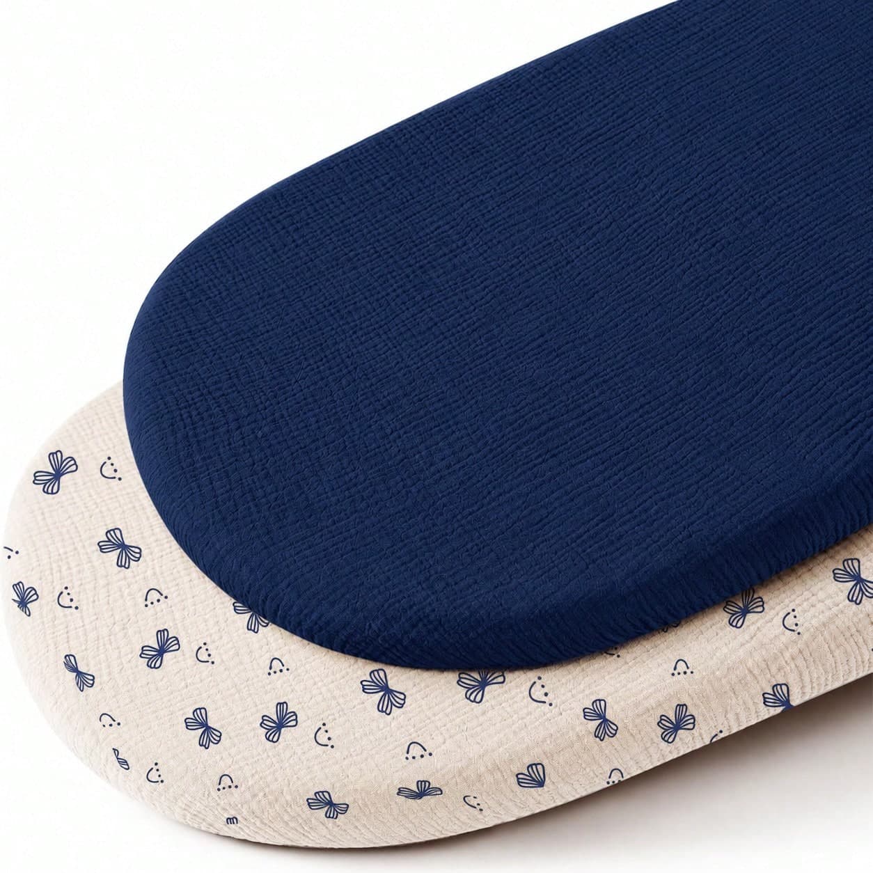 2PCS Crinkled Cotton Gauze Baby Fitted Sheet, Solid Color Baby Bed Full Cover Bedspread, Double Layer Cotton Gauze Breathable Bed Sheet, Suitable For Newborn Baby Bed