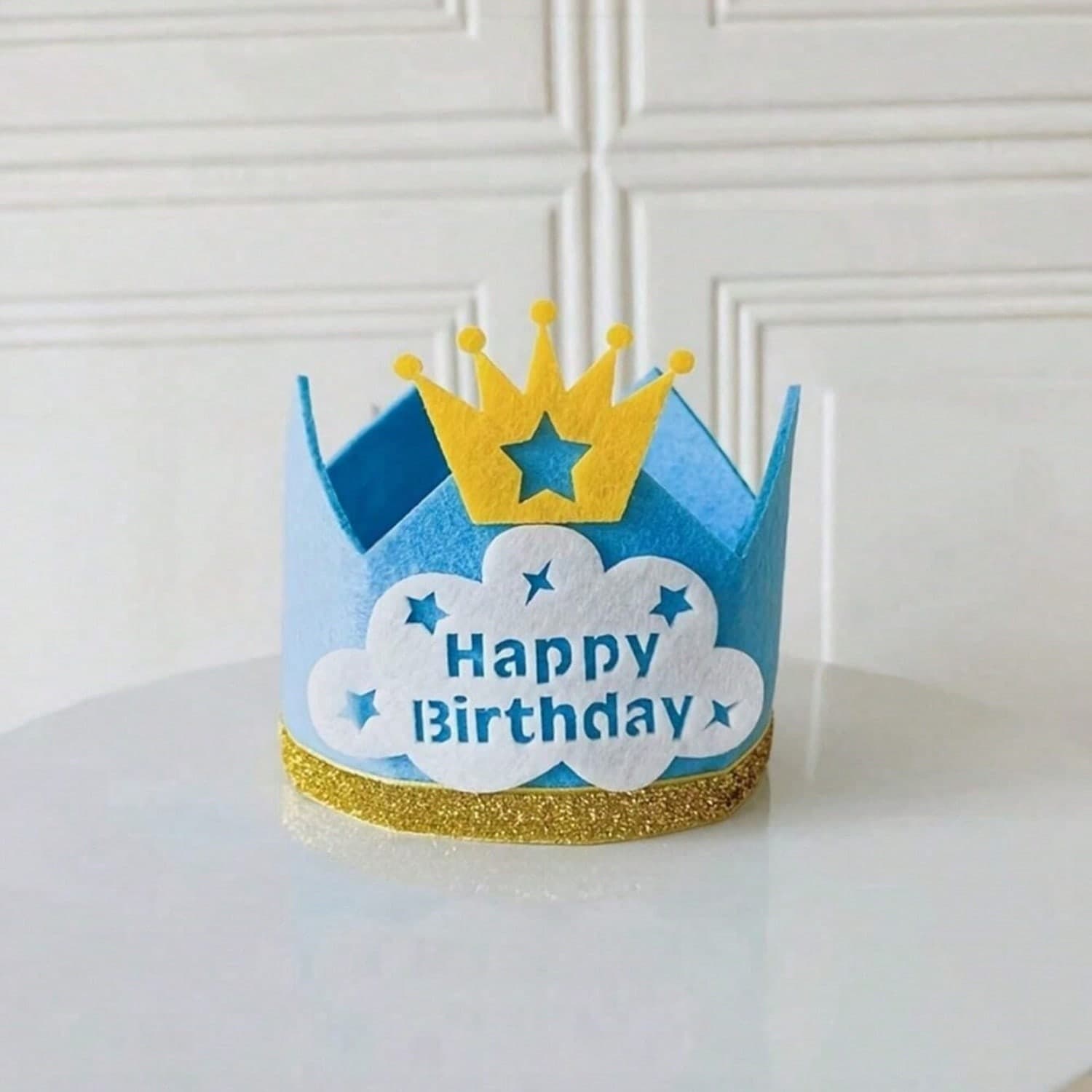 1pc Happy Birthday Crown Hat - Fabric Party Accessory With Crown And Glitter Band, Ideal For Photo Props And Themed Celebration Events