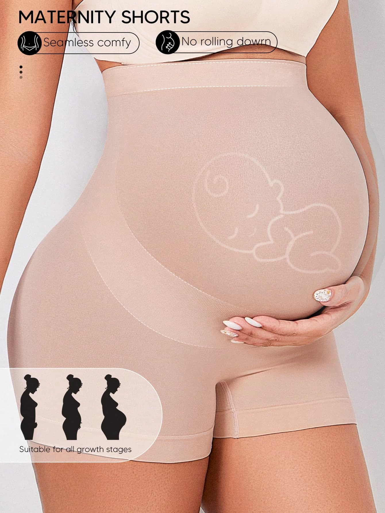 Suprenx Maternity High Waist Belly Support Yoga Fitness Workout Shorts Christmas Edition