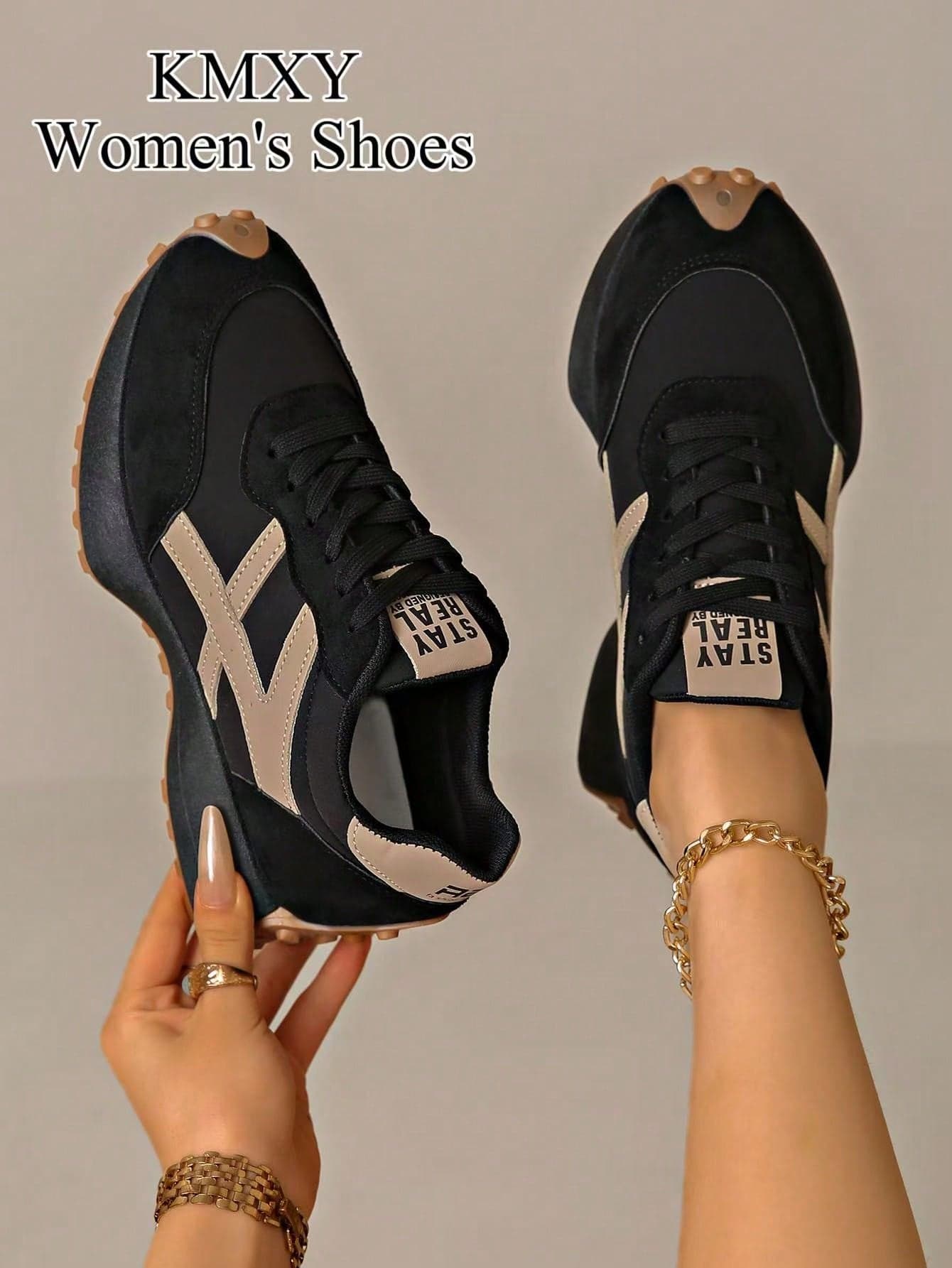 Women's Comfortable Lace-Up Sports Shoes - Lightweight Multipurpose Casual Shoes, Non-Slip Rubber Soles For All Seasons