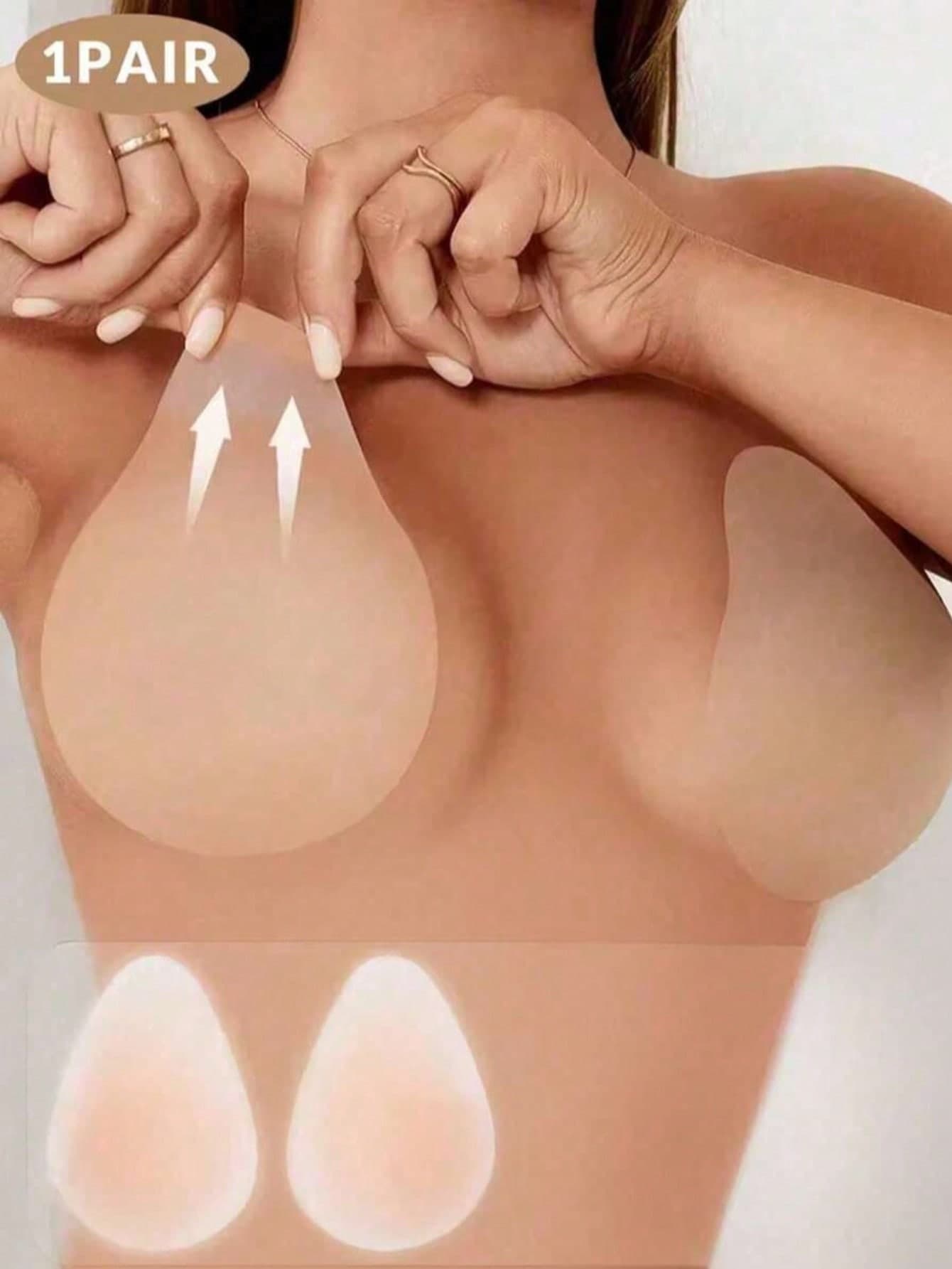 2/4pcs Women's Silicone Invisible Lifting Breast Pads, Ultra-Thin Solid Lifting Support Seamless Invisible Nipple Covers, Adhesive Lifting Breast Pads, Suitable For Daily Wear, Beach Travel And Leisure