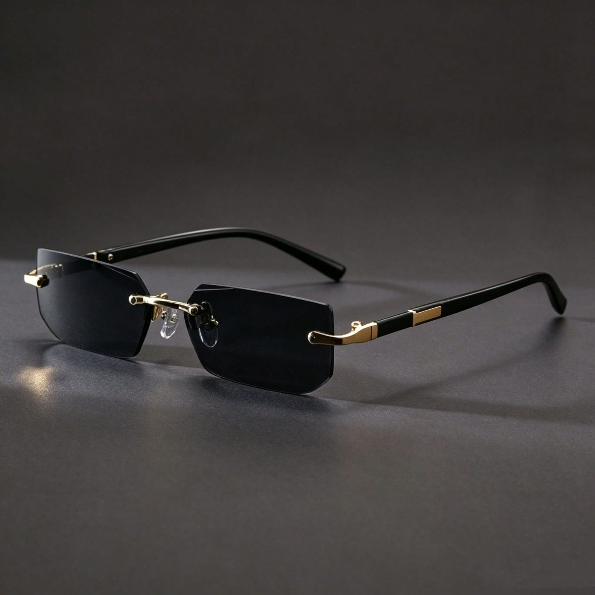 1 Pair Black Ultra-Thin Frameless Y2K Fashion Glasses, Suitable For Summer Beach, Driving And Other Occasions, Ideal Accessory For Beach Casual, Street Style, Can Be Paired With Sweaters, Jackets, Sweatshirts, Hoodies, Leather Pants And Cargo Pants, Perfect Choice For Summer Beach Vacation, Outdoor Activities And Travel
