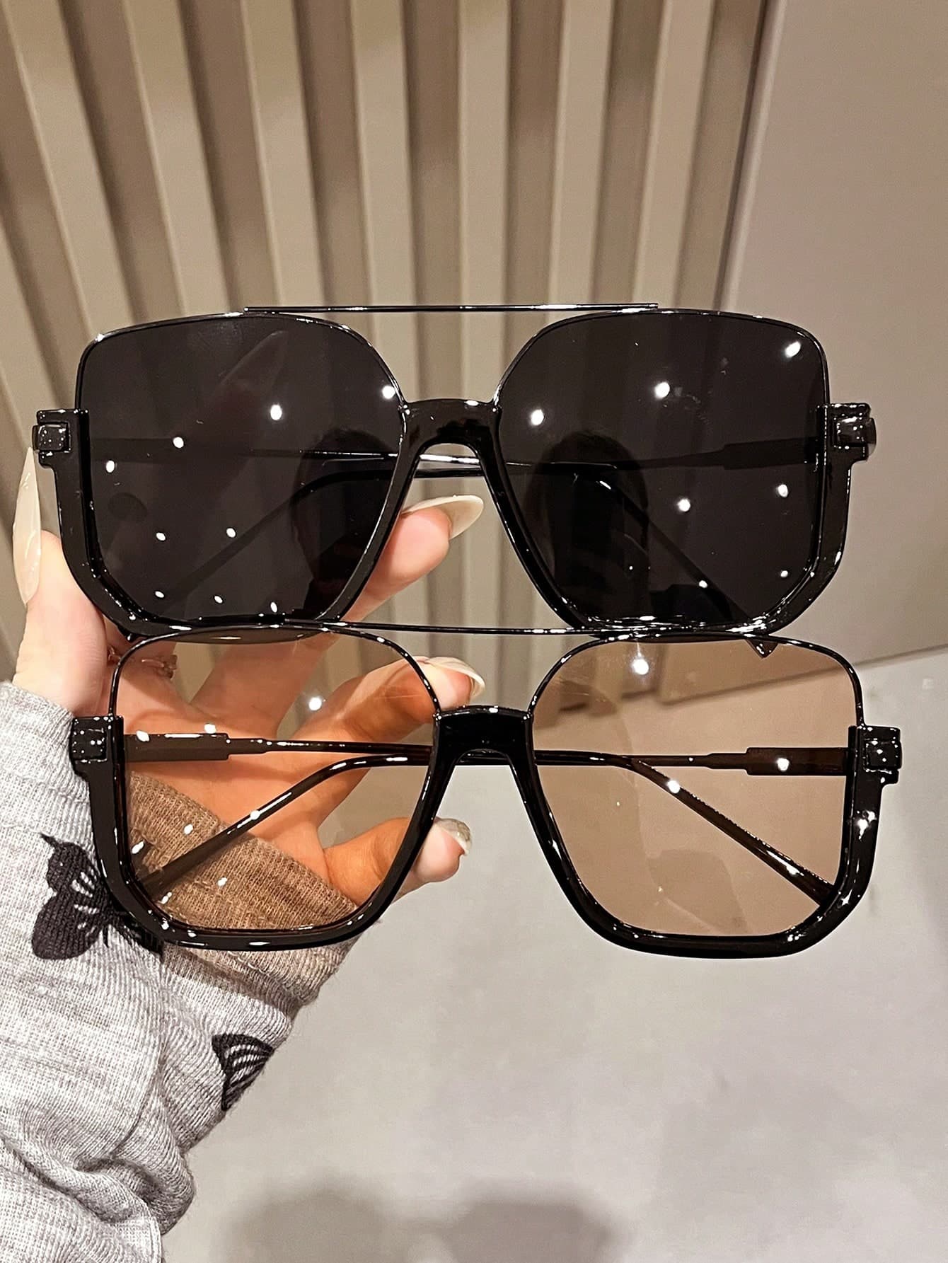 2pcs Women's Copper Frame Vintage Fashion Glasses, Classic All-Season Elegant Style, Suitable For Golf, Driving, Outings, Gift Choice, Outdoor Leisure Activities, Beach Party, Street Photography, Music Festival, Party Accessories
