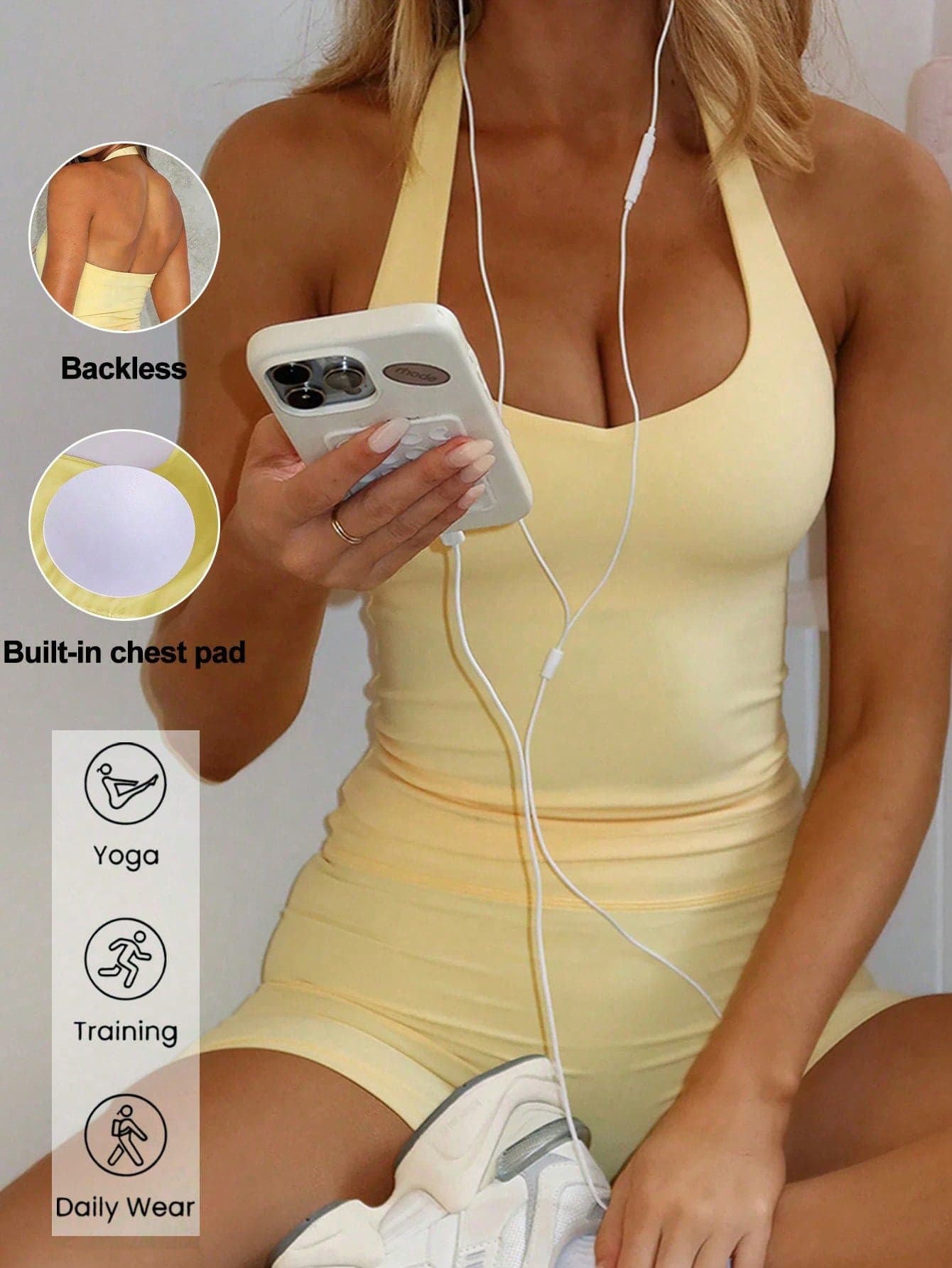GAOVOT Women's 2 Pieces Summer Casual Sexy Camisole Top And High Waist Tight Shorts Set, Suitable For Running, Workout, Yoga, Fitness Elegant