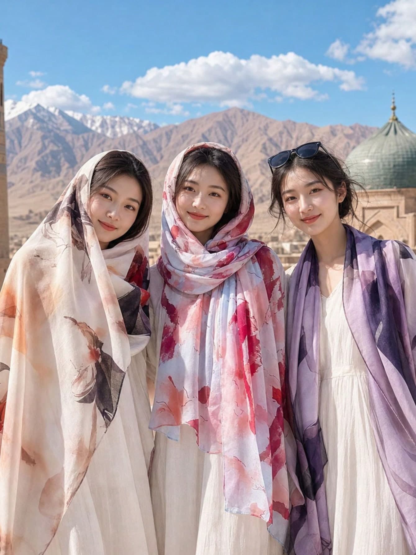 1pc 2026 Fashion Spring/Summer Thin Printed Scarf, Street Beach Towel, 80*182cm Extra Long Silk Scarf, Women's Breathable Versatile Floral Print Shawl, Headscarf, Wrap, Suitable For Travel, Photography And Check-In