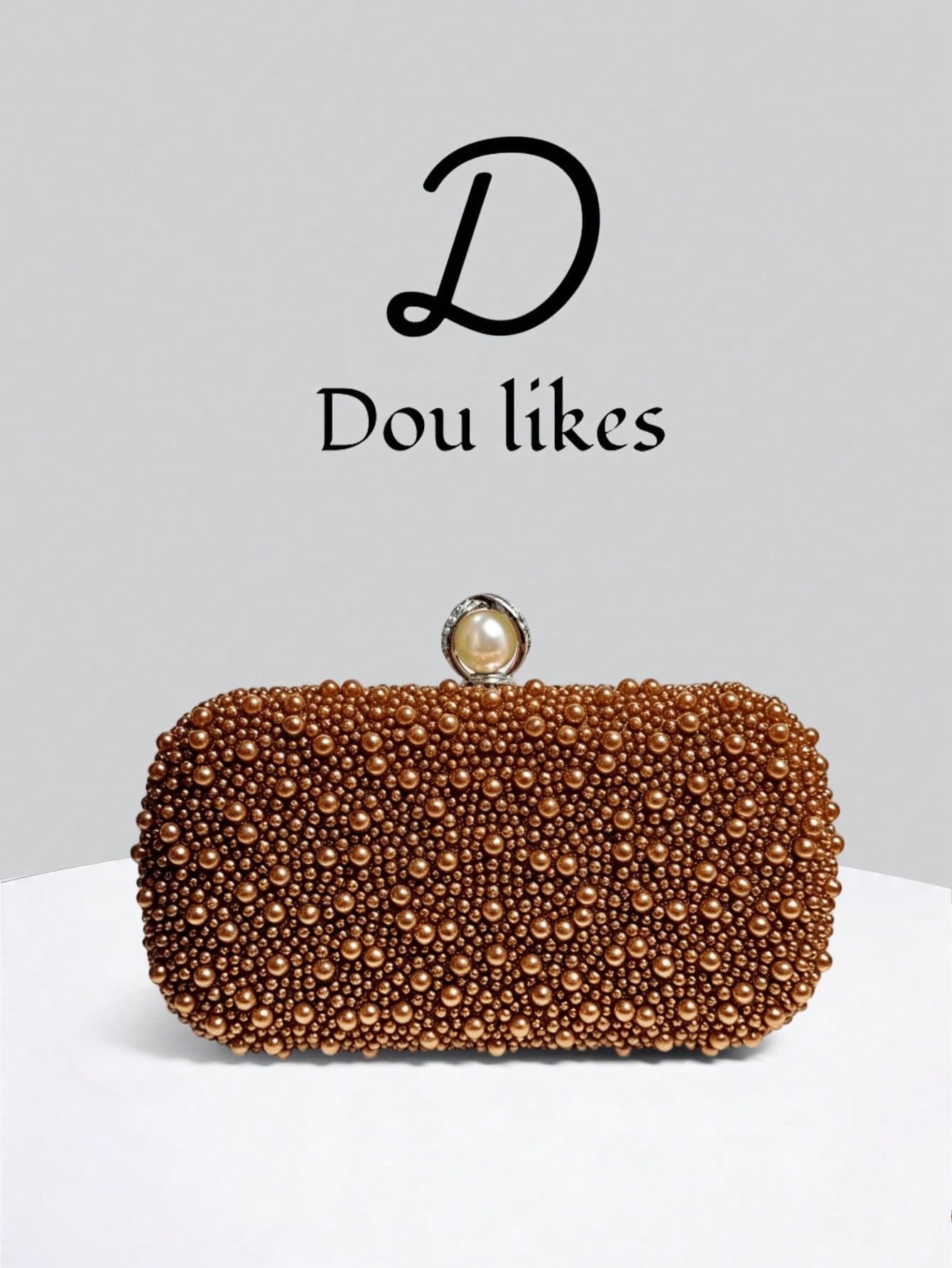 1pc Brown Pearl Evening Clutch Bag, High-End Engagement Clutch, Cheongsam Dress Bag, Elegant Lady Banquet Bag, With Metal Chain, Perfect For Party, Wedding, Graduation Prom, Evening/Banquet, Matches Women's Graduation Prom Dress, Graduation Prom Accessories, Sequin Dress, Shiny Dress, Elegant Women's Dress